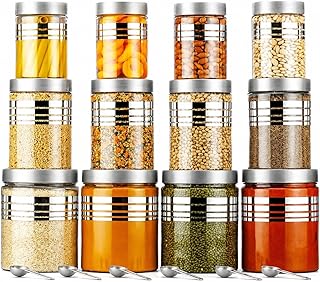 E-COSMOS® Durable 12-Piece Airtight Kitchen Storage Containers - Clear Plastic Set with Free Spoons in Various Sizes (1200... Price In India