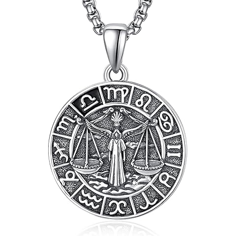 Zodiac Necklace for Men - 925 Sterling Silver/14K Gold/Black Horoscope Constellatio...