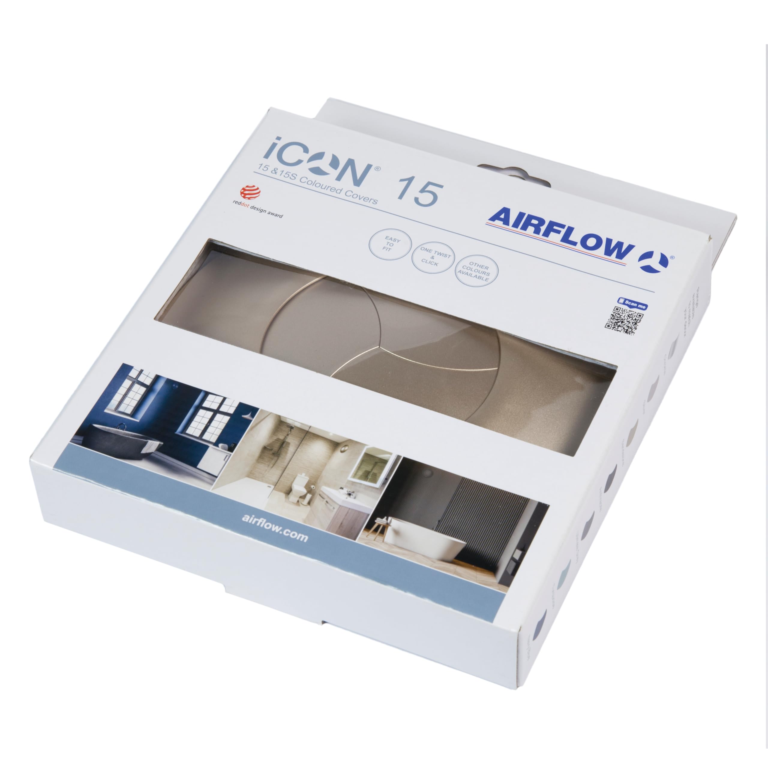 Airflow iCON 15 Copertura Ventilatore in Elegante Pietra Sabbia (Oro) – Look Designer per Bagni – Compatibile con Estrattore iCON 15 & 15S