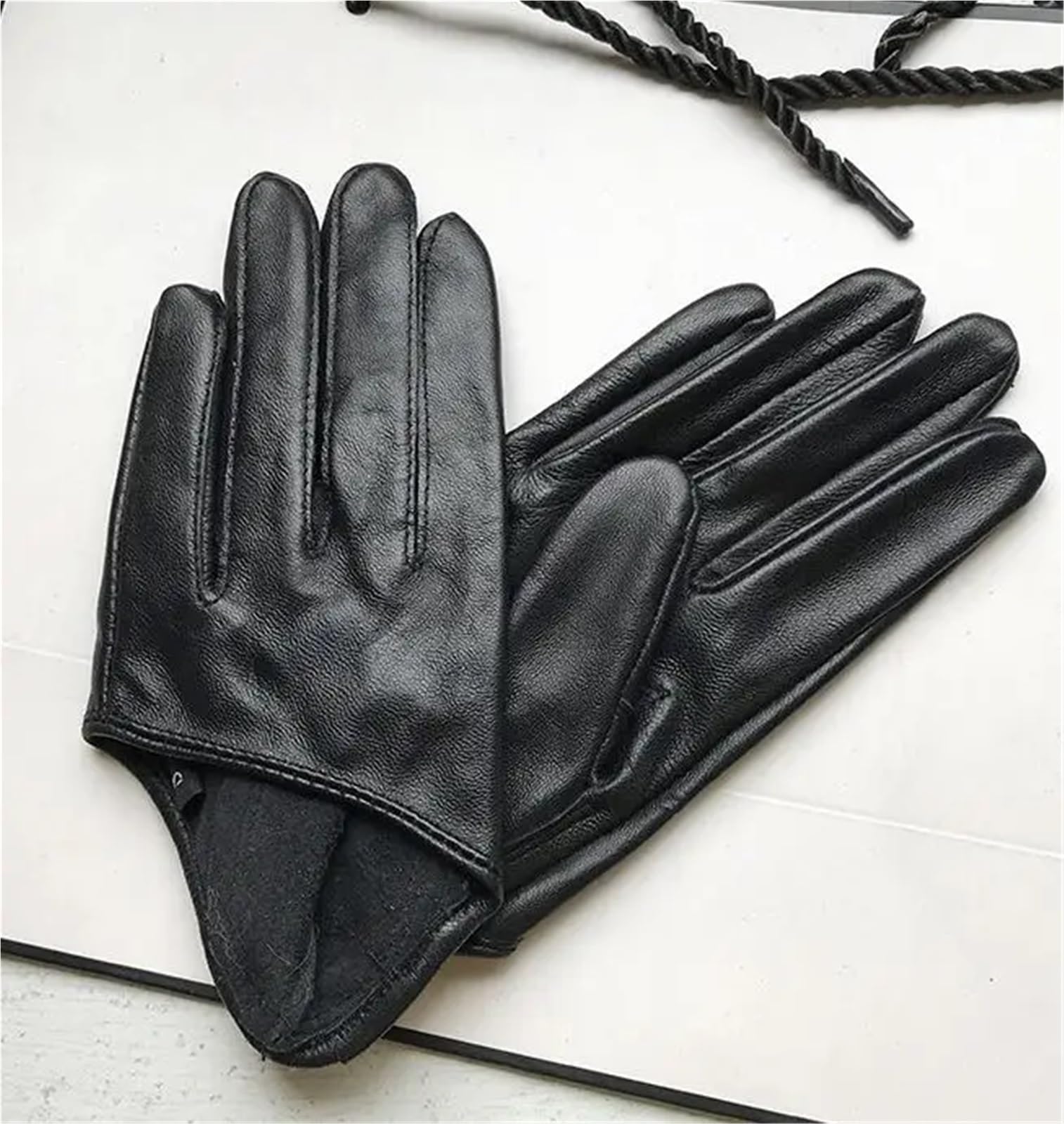 Guanti da guida corti a mezzo palmo bianchi da donna S/M/L