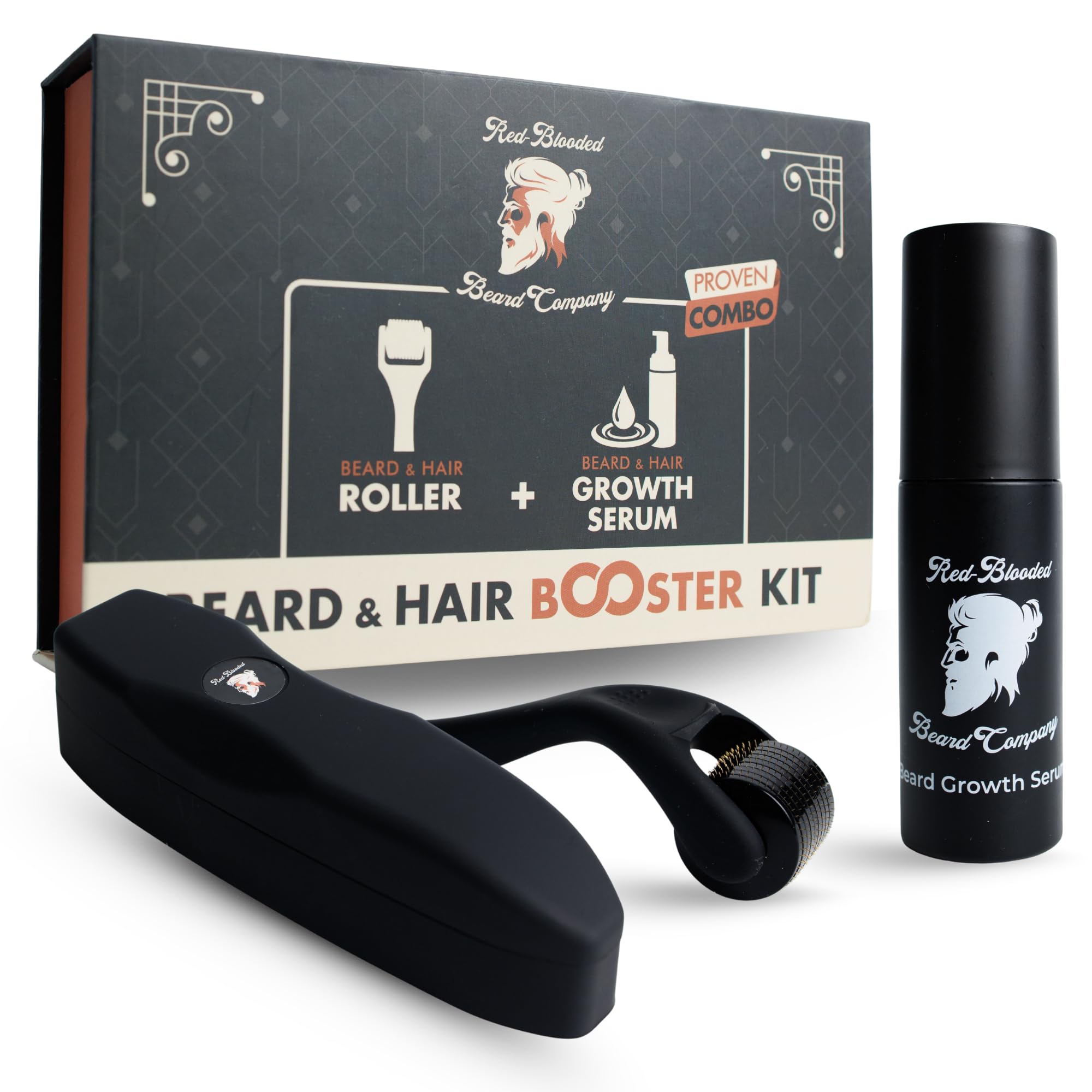 Kit crescita barba e capelli – Dermaroller 0,5 mm + siero di crescita – Vegano e non testato sugli animali