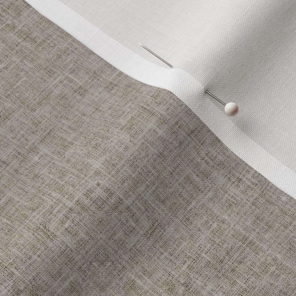 Spoonflower Fabric - Light Taupe Faux Linen Texture Neutral Rustic Farmhouse Cottagecore Printed on Petal Cotton Fabric Fat Quarter - Sewing Quilting Apparel Crafts Decor