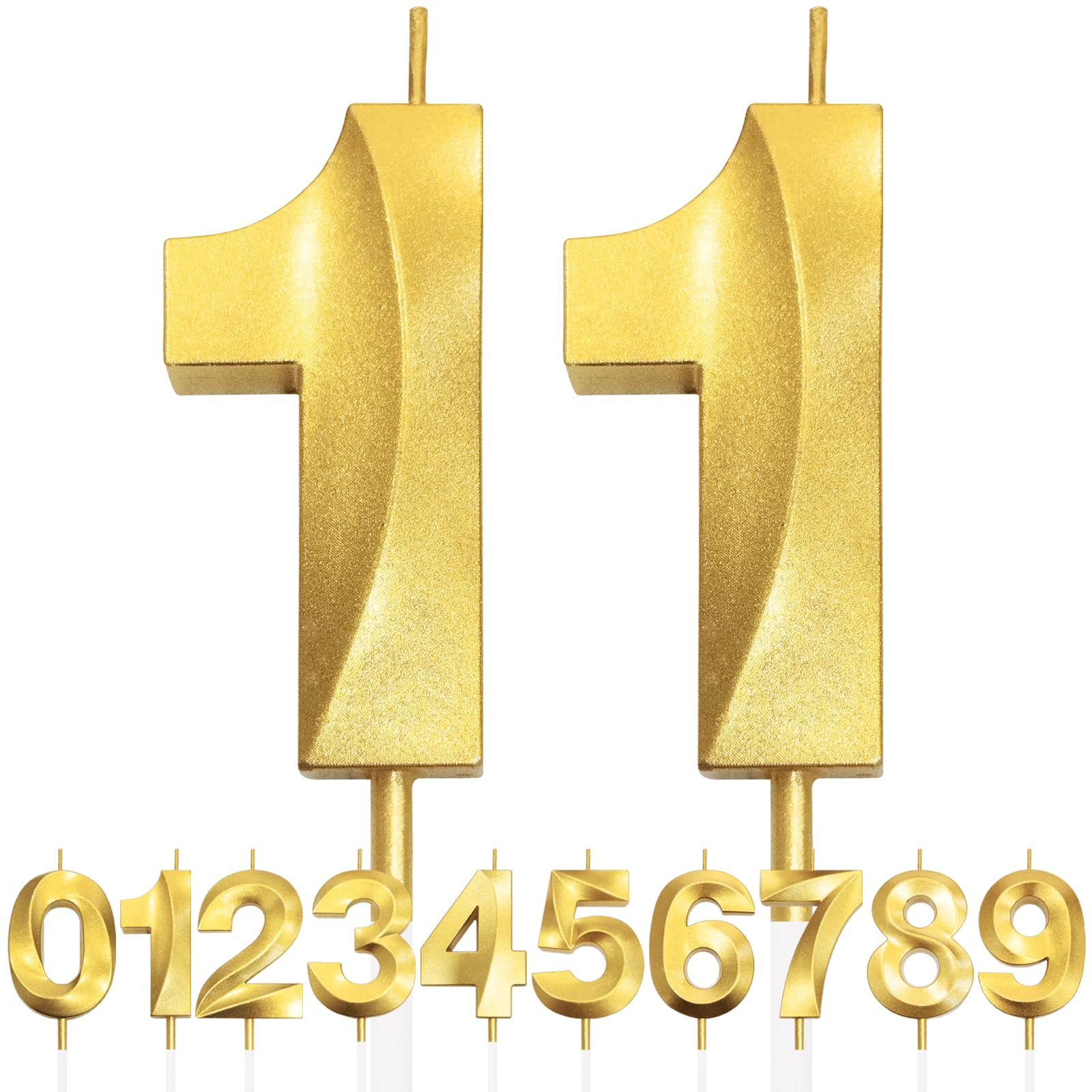 Makoto Nobu Gold 11Th Birthday Candle, 3D Design Glitter Number Candles, Cake Topper Decorations, Cake Candle For Birthday Party, Wedding Anniversary, Baby Shower, Party Decoration