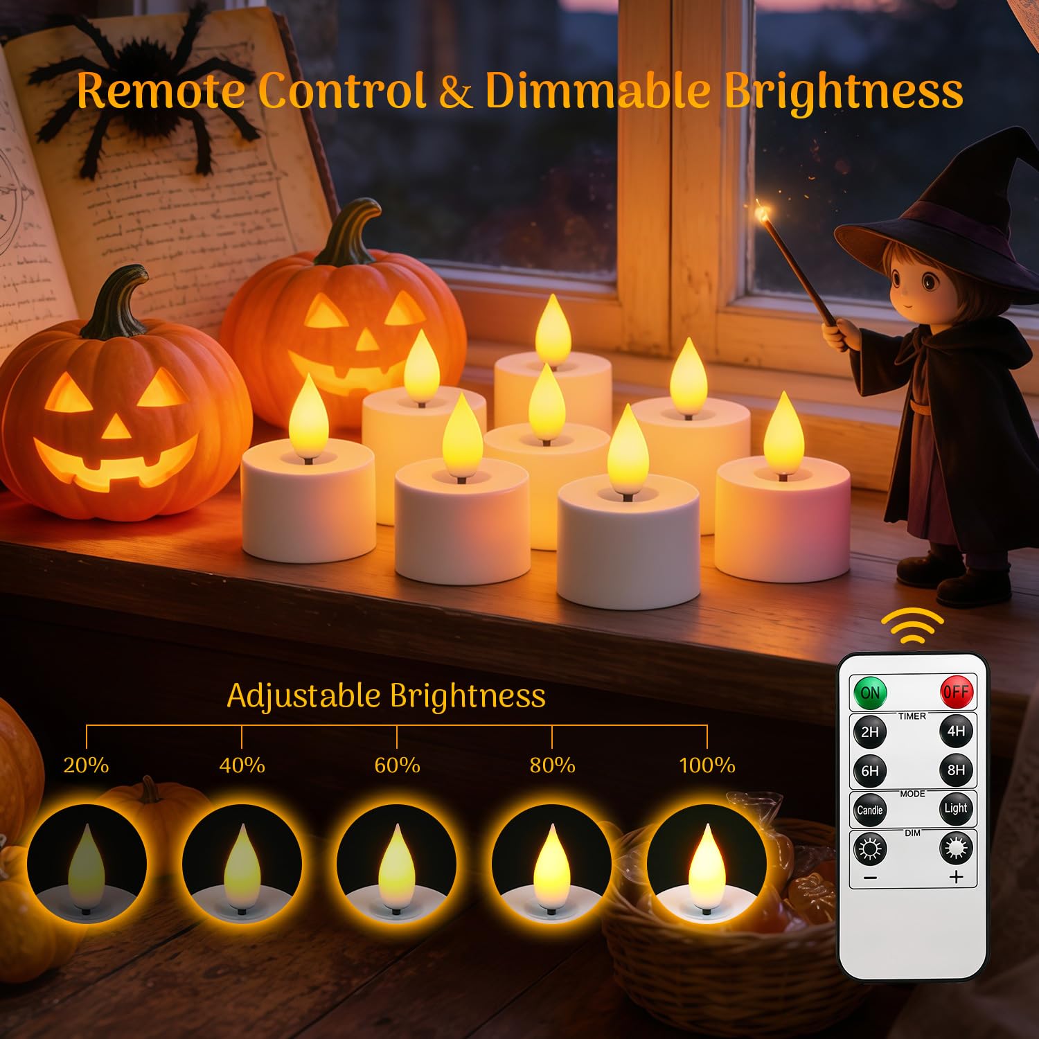 Lacasa Candele LED Ricaricabili con Telecomando, 12 Tea Light Senza Fiamma con Base USB-C, Effetto Tremolante Realistico, Timer e Luce Calda per Natale, Matrimonio e Casa