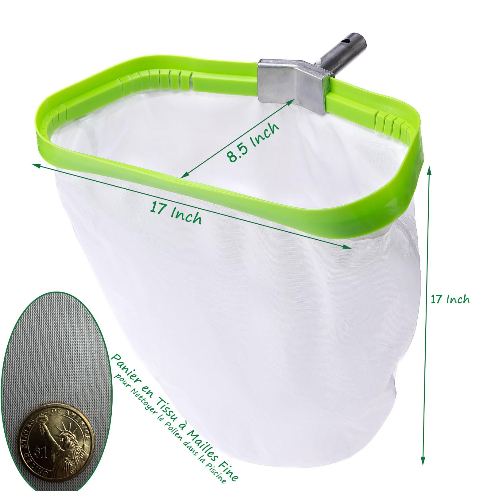 Épuisette de Piscine en Maille Ultra Fine pour Ramasser Pollens Petites Impuretés Grasse, Filet de Piscine avec Cadre Renforcé en Aluminium, Pool Rake Skimmer Net