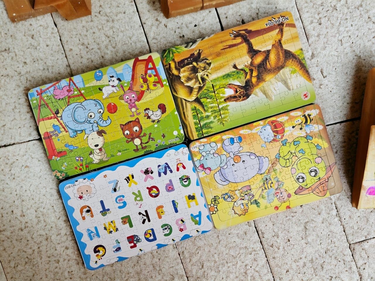 G.FIDEL Four 4 Piece Animal Jumbo Pieces Cardboard Floor Puzzle Chunky Animal Jigsaw Puzzle Game for 3 Years+ Old Kids| Pre School Game Equipment (16" X 10")