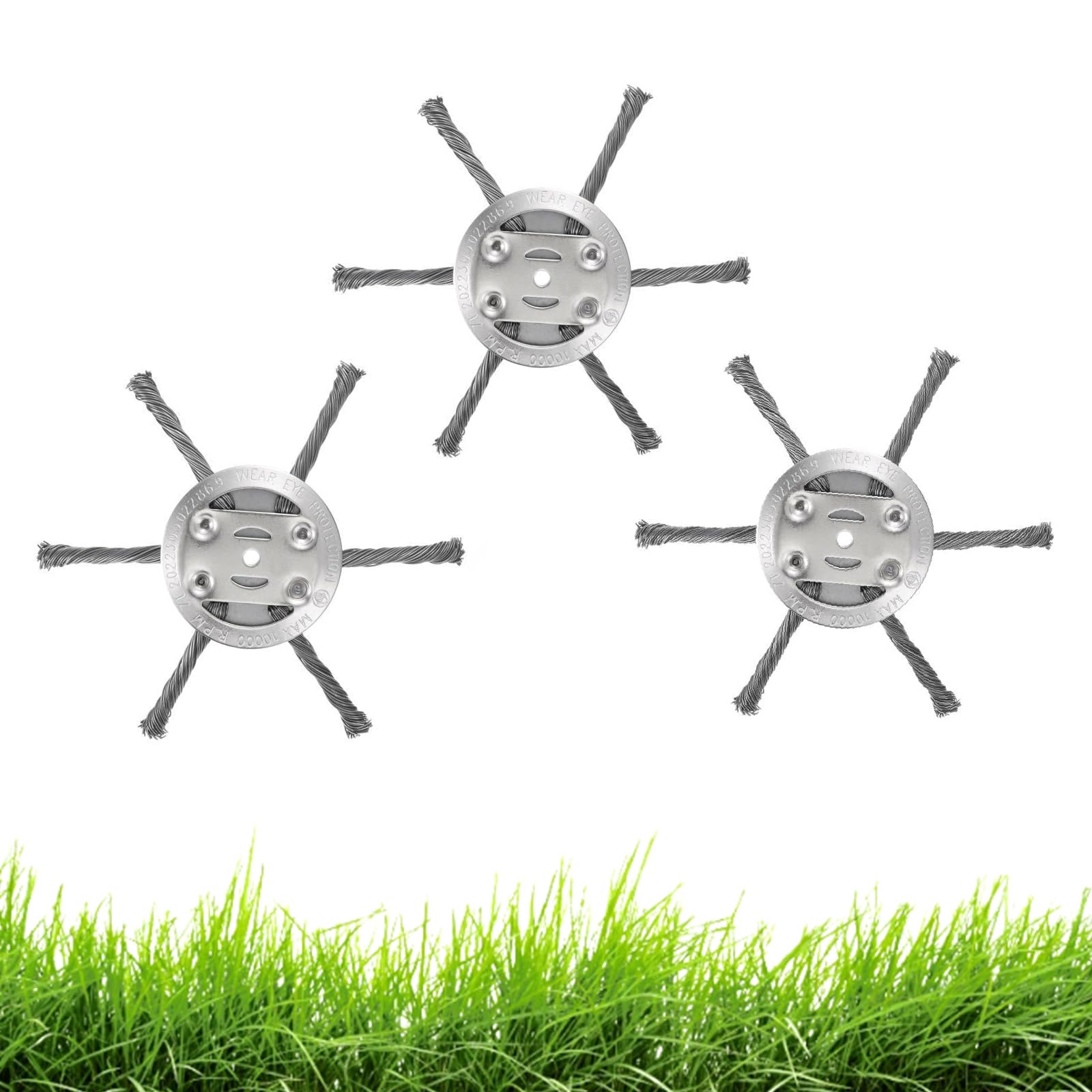 3 cepillos para desbrozadora de césped, diámetro Interior de 5 mm, Accesorio para desbrozadora, Cabezal de Repuesto para Cepillo de Malas Hierbas, desbrozadora eficaz y Musgo