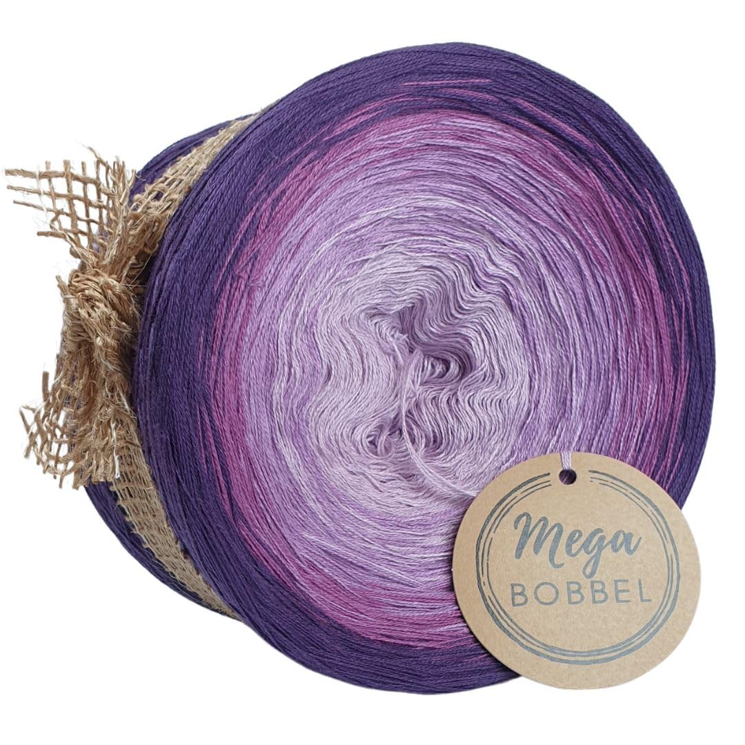 MegaBobbel*Lavendelblüten*A398* (Außenfarbe: Lila) Farbverlaufsgarn - Lace Garn Bobbel Wolle zum Häkeln & Stricken (4 fädig, 3750m)