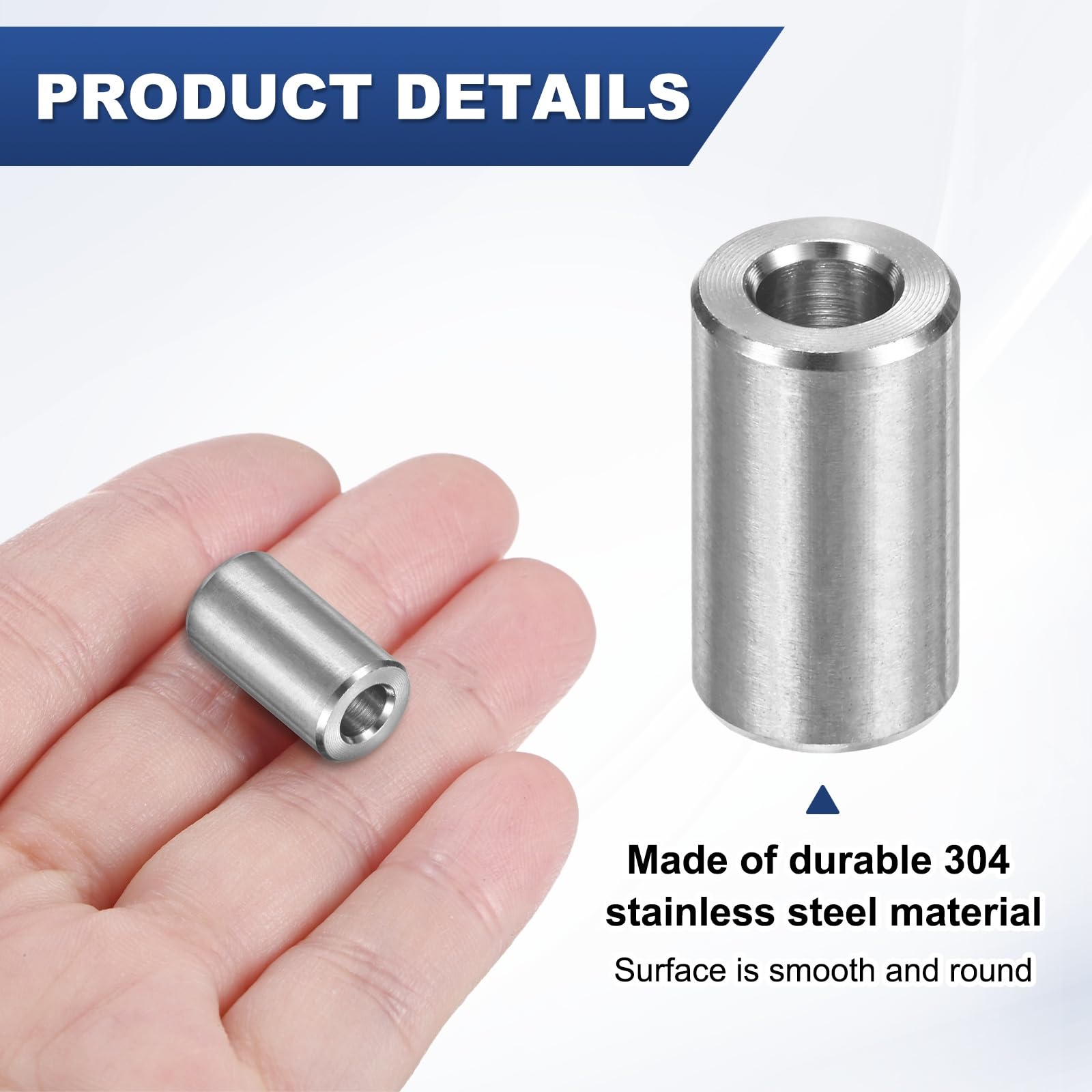 M METERXITY 15 espaciadores de acero inoxidable M6 304 de 5 mm de diámetro interior x 10 mm de diámetro exterior x 18 mm de largo, buje de separación de tornillo de metal, acabado liso, espaciador