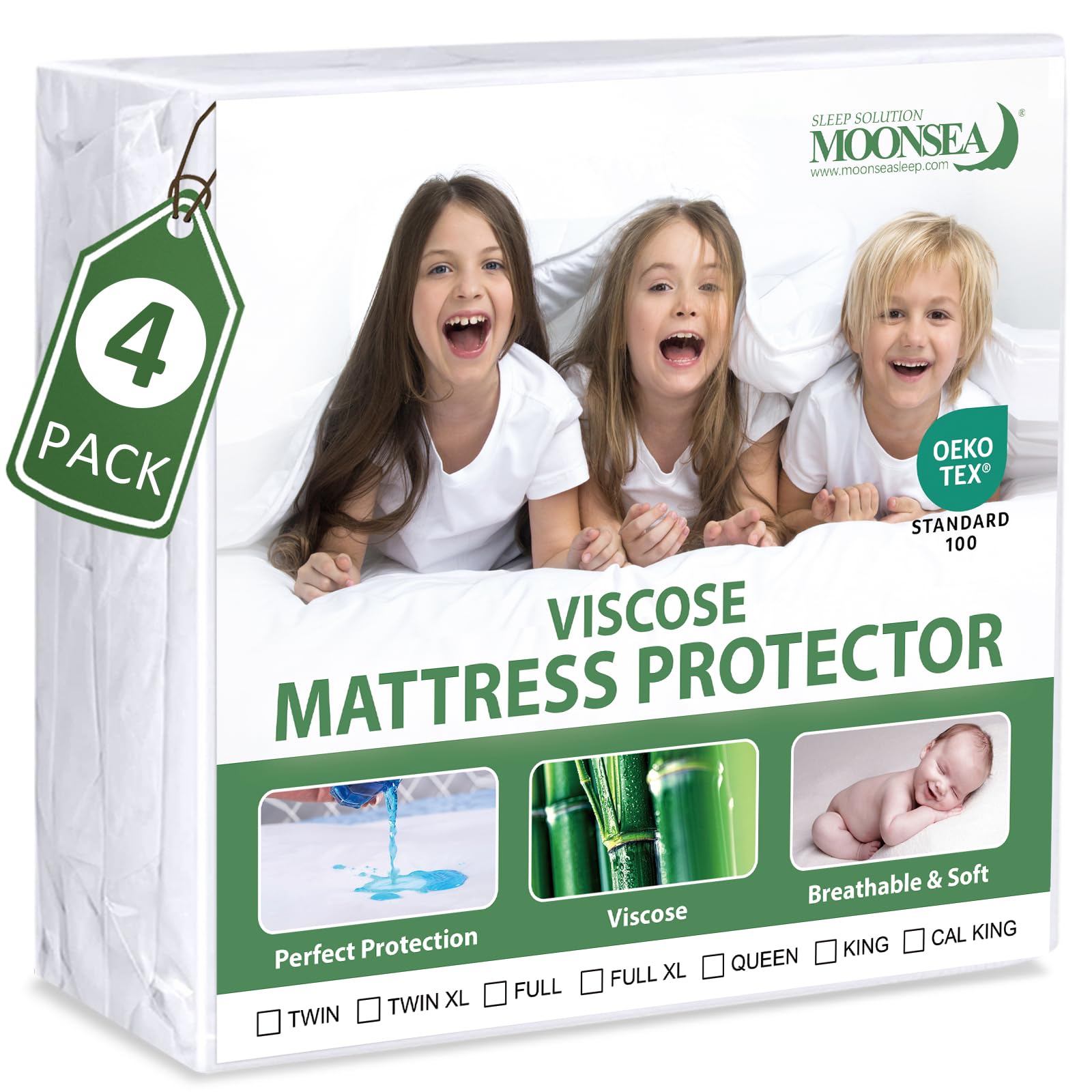 Waterproof Mattress Protector Twin Size, 4Pack Twin Mattress Cover for Kids