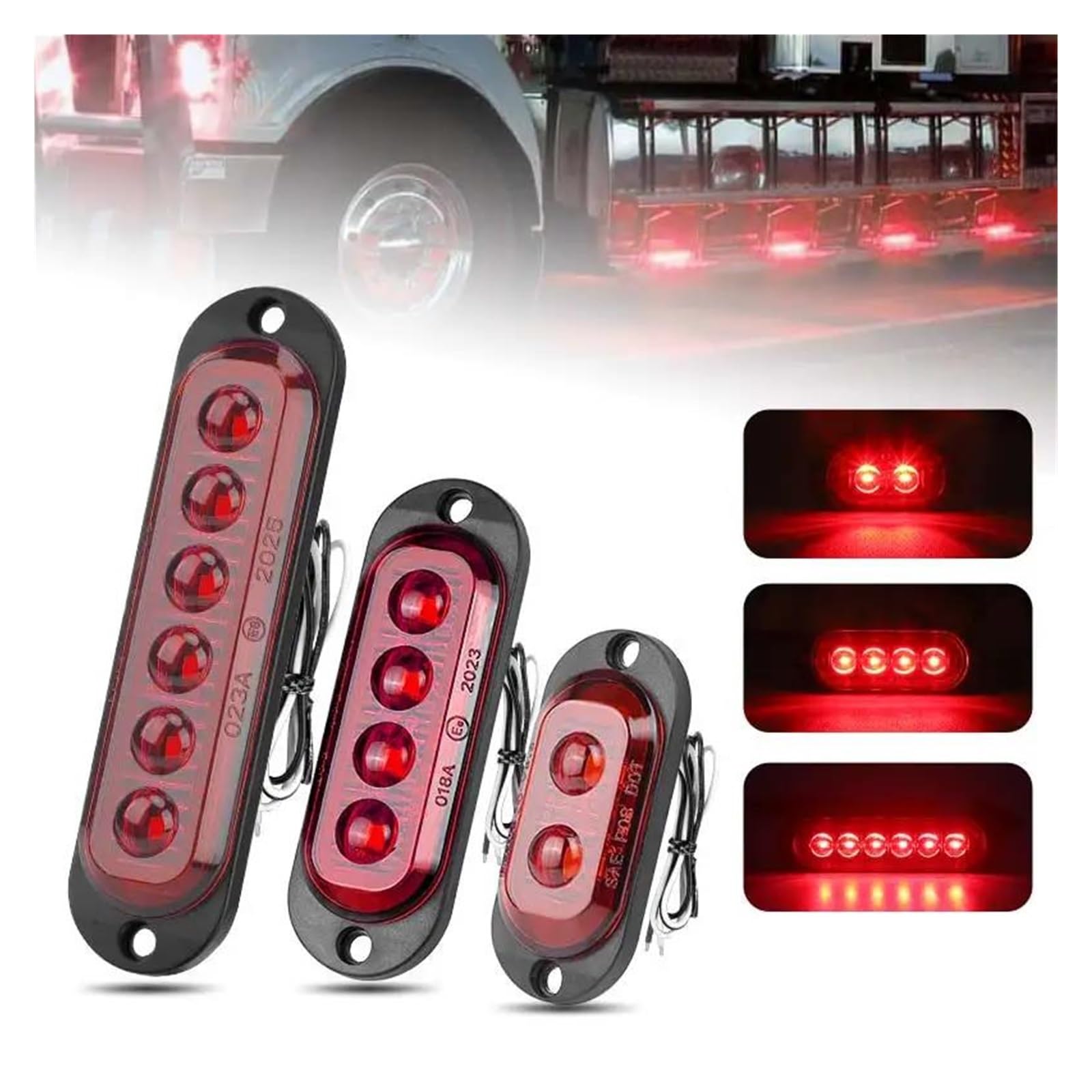 Generico Frecce Laterali 10 pezzi Mark luci LED indicatore posizione laterale lampada segnalazione per camion auto rimorchio autobus pick-up camper Indicatore Direzione(10x 6Leds Red)