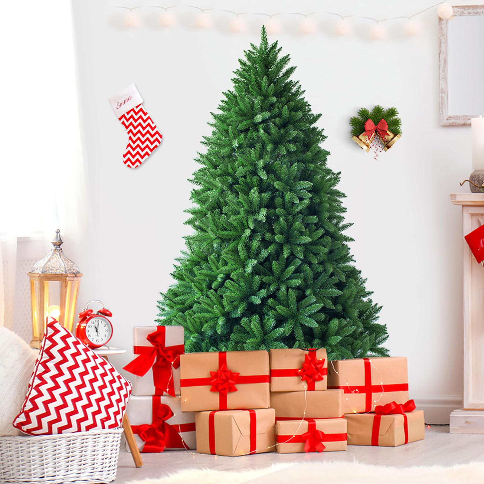 COSTWAY Albero di Natale 150/180/225 cm, Albero di Natale Artificiale con 600/1250/1968 Rami e Supporto in Metallo, Decorazione Natalizia per Casa, Ufficio e Negozio (180 CM)