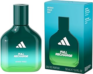 adidas Vibes Full Recharge Eau de Parfum 1.6 fl oz (Pack of 1), Notes of Fougere, Cedar, and Sage, Unisex Fragrance, Long Lasting, Sporty Fragrance, Travel Size