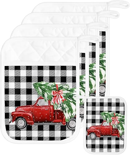 Juego de 5 soportes para ollas de Navidad para cocina, antideslizantes y aislantes de calor, juego de agarraderas de tela de toalla con bolsillo, disponible en Yaxa Guatemala