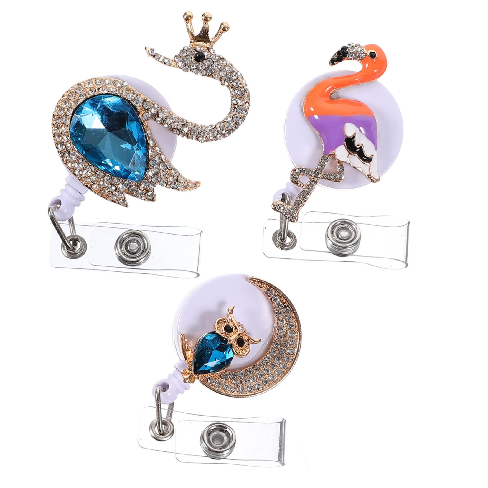 Operitacx 5 Ensembles Boucle Facile Pour Animaux Porte-carte Support De Carte D'identité Porte-badge Multifonction Clip Pour Badge Rotatif Agrafe De Badge Porte-badges Strass 3 Pièces * 5