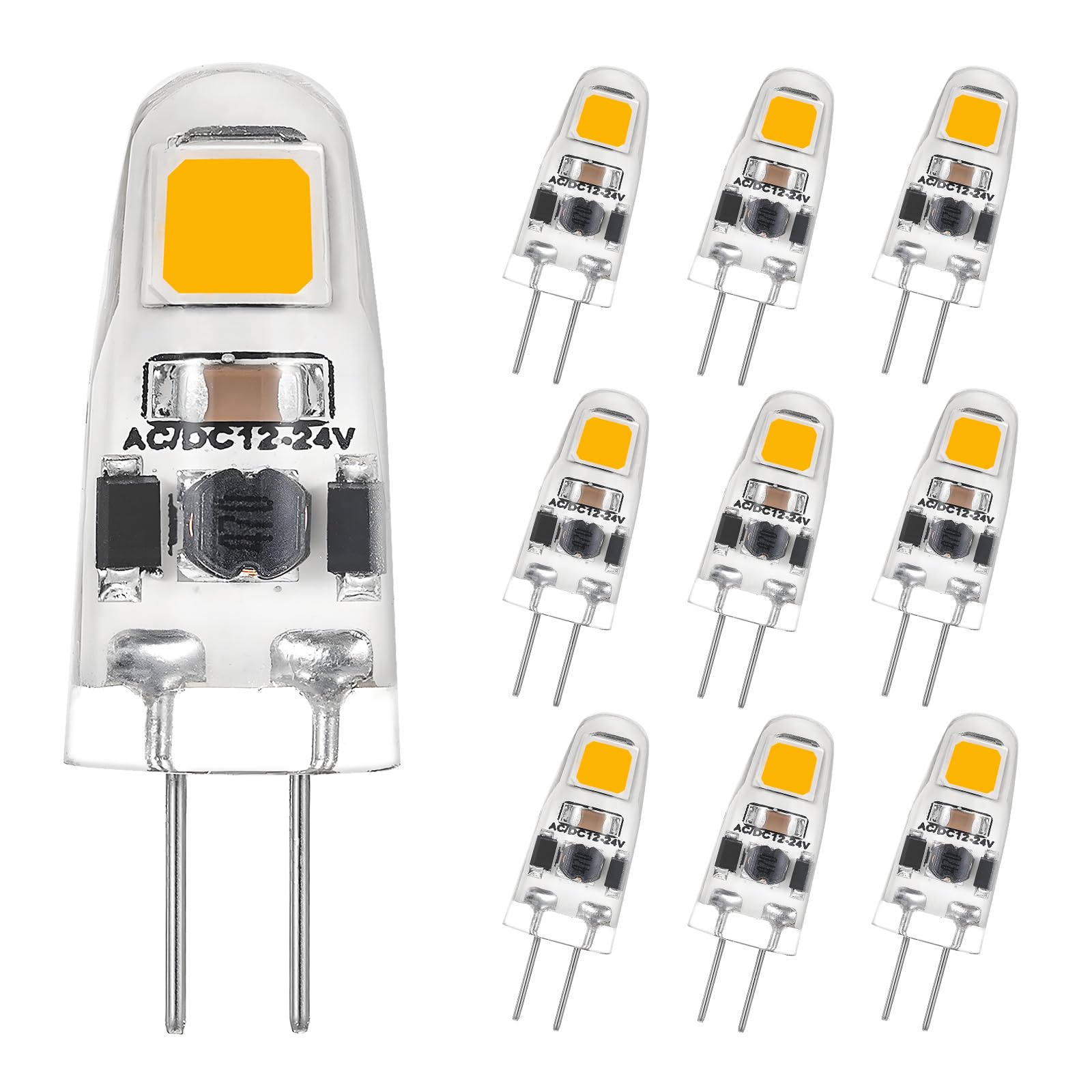 I-SHUNFA G4 LED Dimmable Bulbs Natural White 4000K,AC/DC 12-24V Light Bulb,1.2W Replaces 12W-15W Halogen Lamps,125LM Energy Saving LED Mini Bulbs,No Flickering,Pack of 10