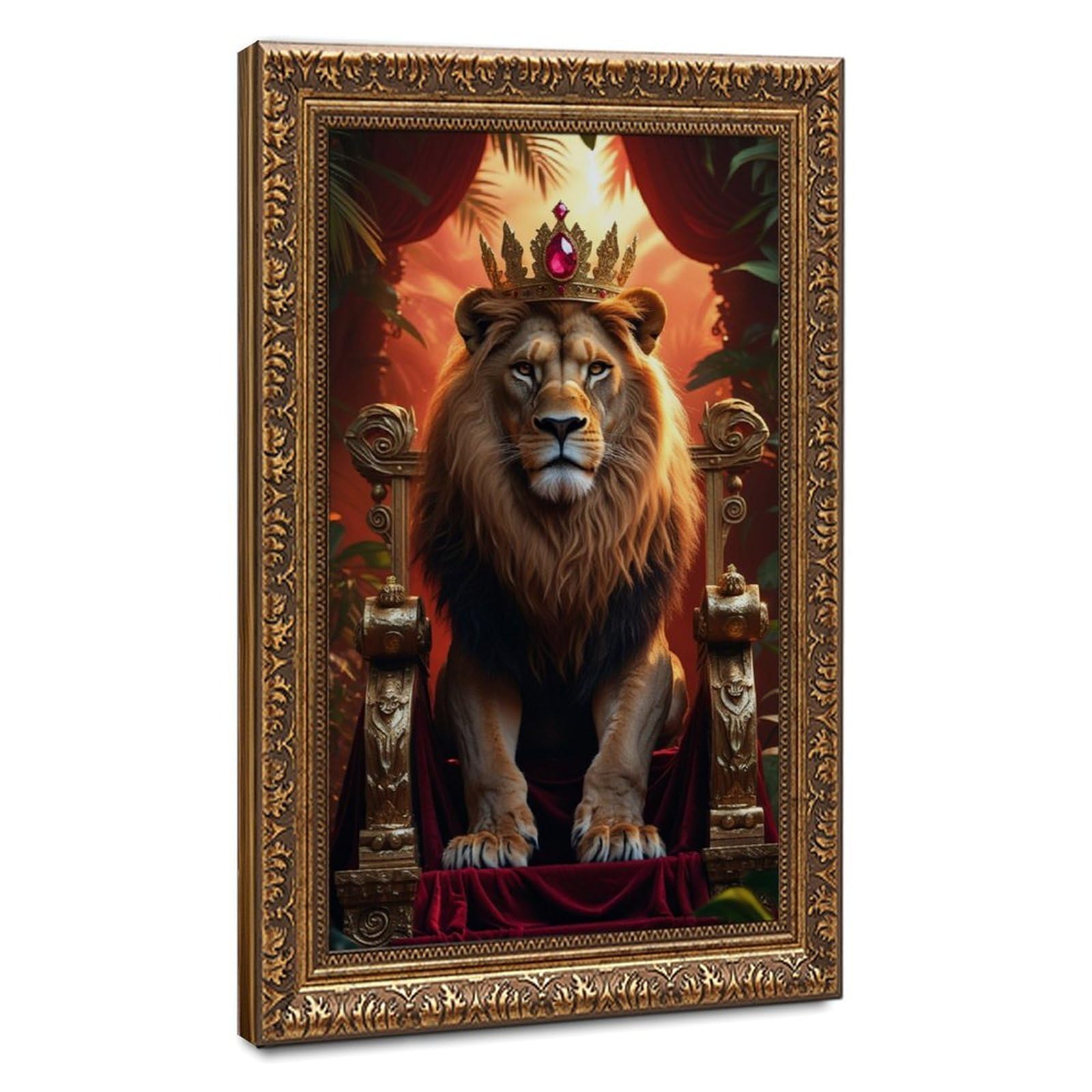 Bareronor The Lion Is on The Throne Canvas Poster Bedroom Decor Landscape Office Room Decor Gift 16" L X 24" W