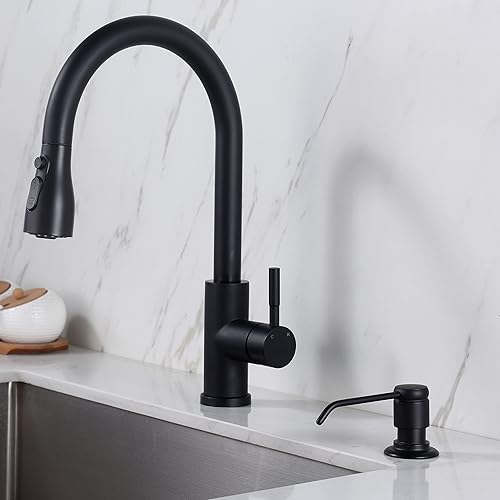 Miniatura 3 de Gagal Dispensador de jabón (negro mate) y kit de tubo de extensión para fregadero de cocina, bomba completa de latón con tubo de silicona de 40