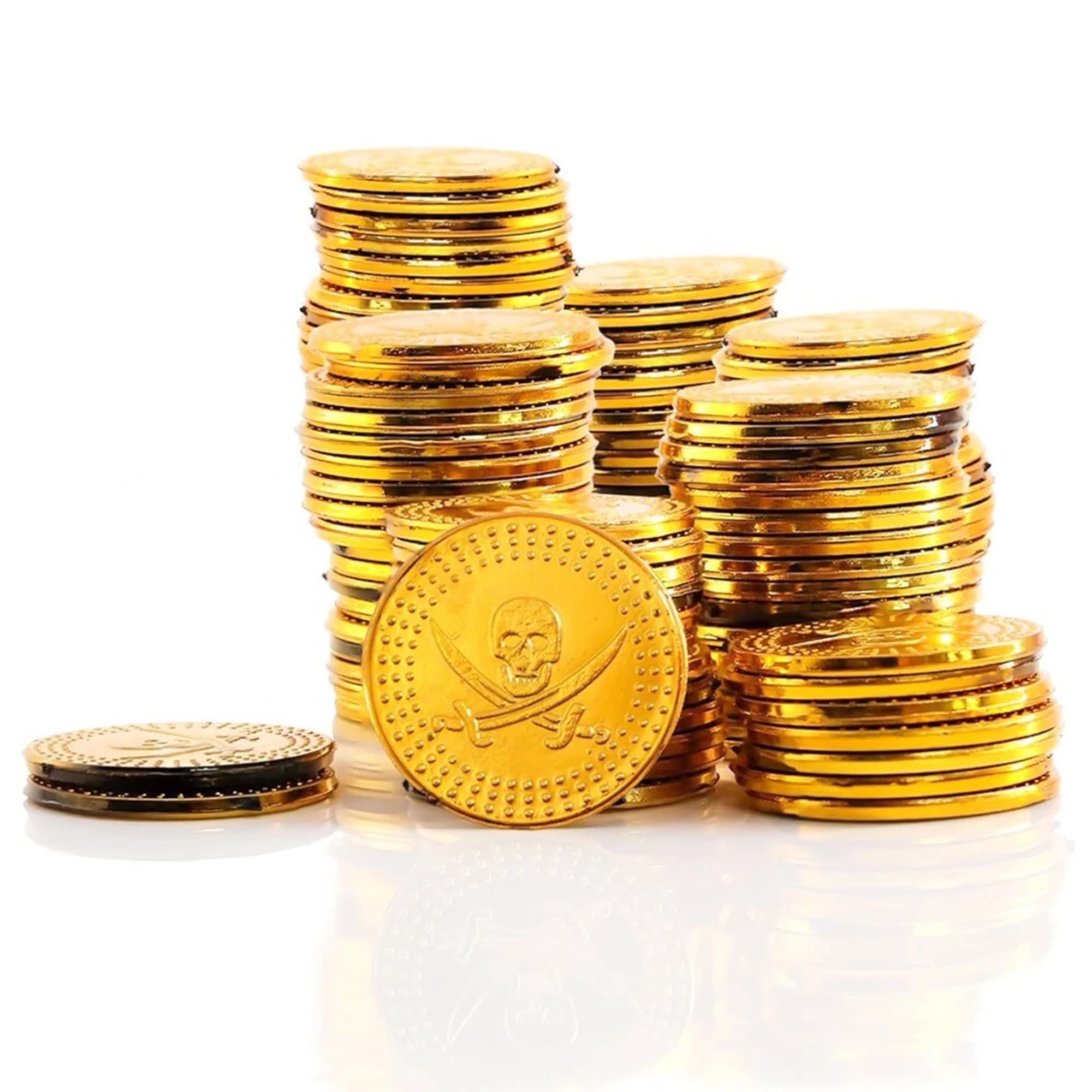 100PCS Pirate Coins Plastic Pirate Treasure Hunt Coins Toys Party