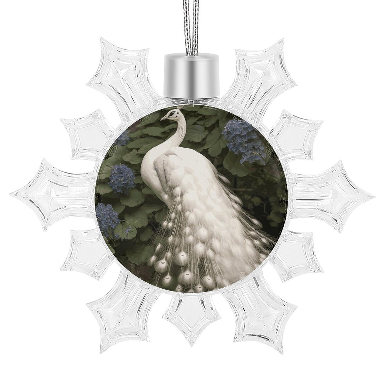 White Peacock Snowflake Decorations,Christmas Decorations，Christmas Indoor Winter Wonderland Decor，Hanging Ornaments for Xmas Tree Winter New Year Party Supplies