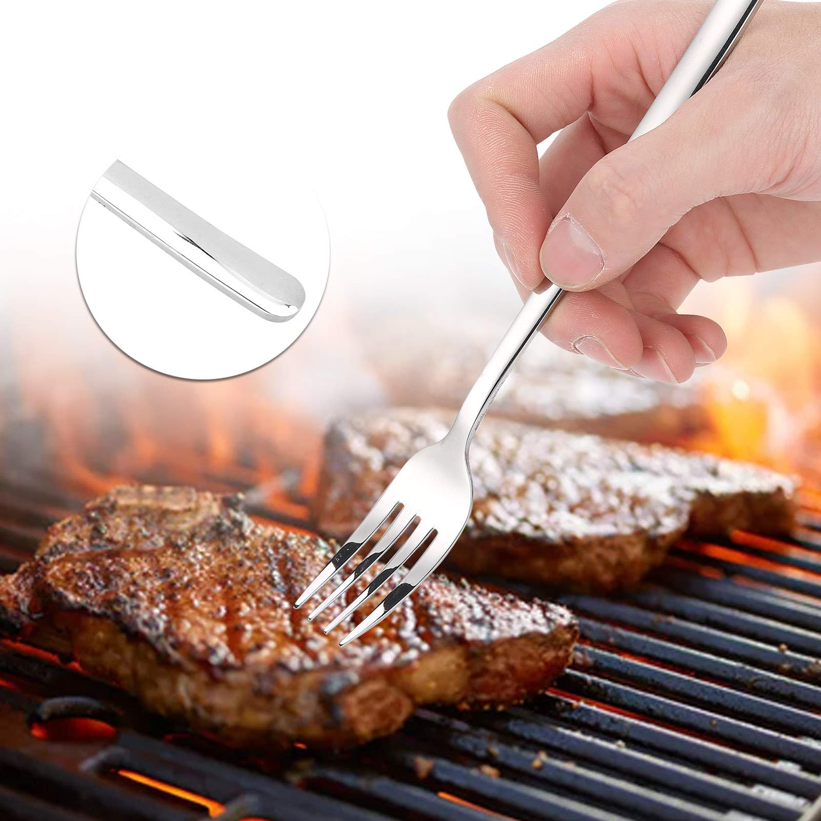 Dinner Forks, Stainless Steel Dinner Forks Salad Fork Cutlery Set Easy to Hold, Silver