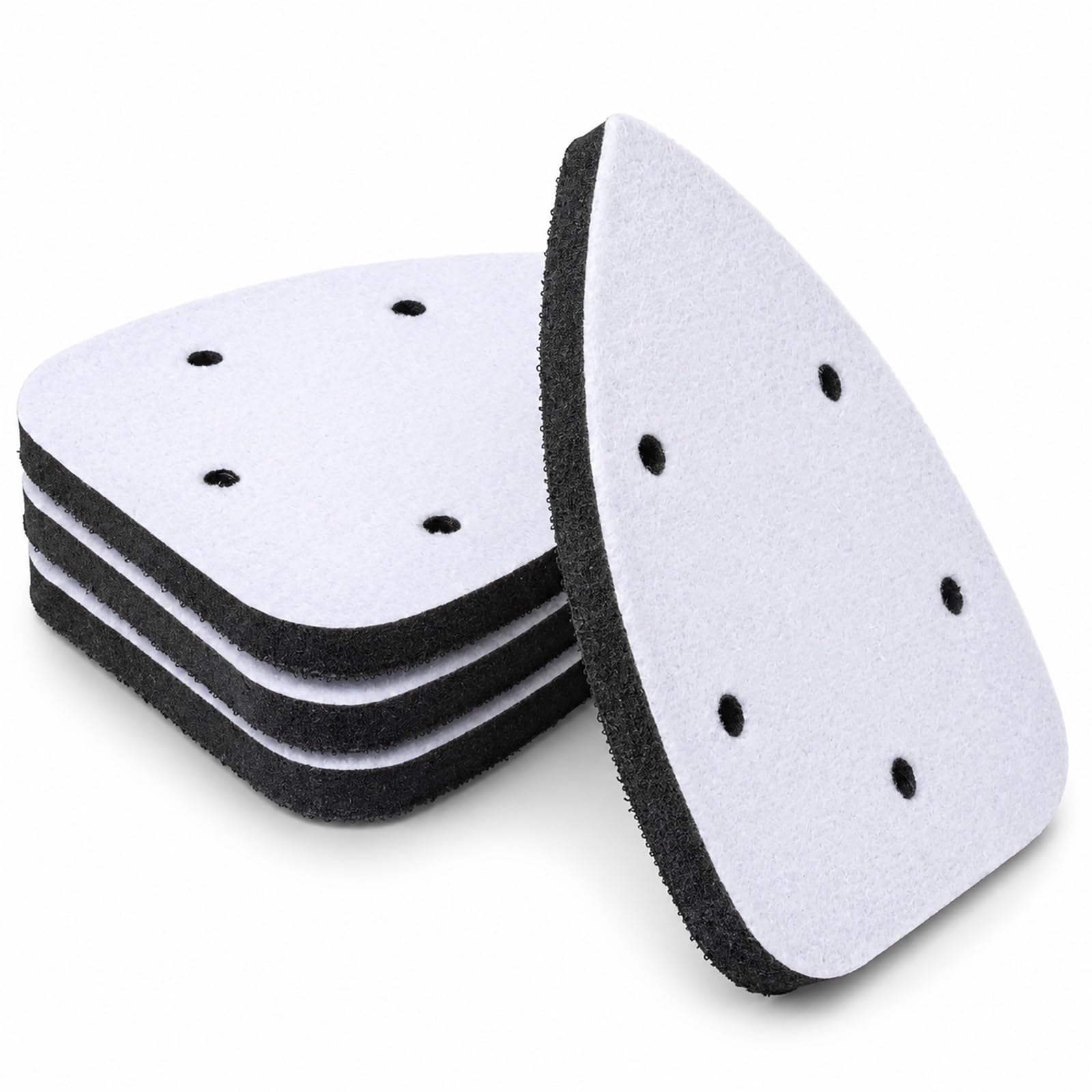 Macuezu 4 Pcs Mouse Sander Pads, 5 Holes Foam Sanding Pads with Hook and Loop Backing, Detail Sander Pad