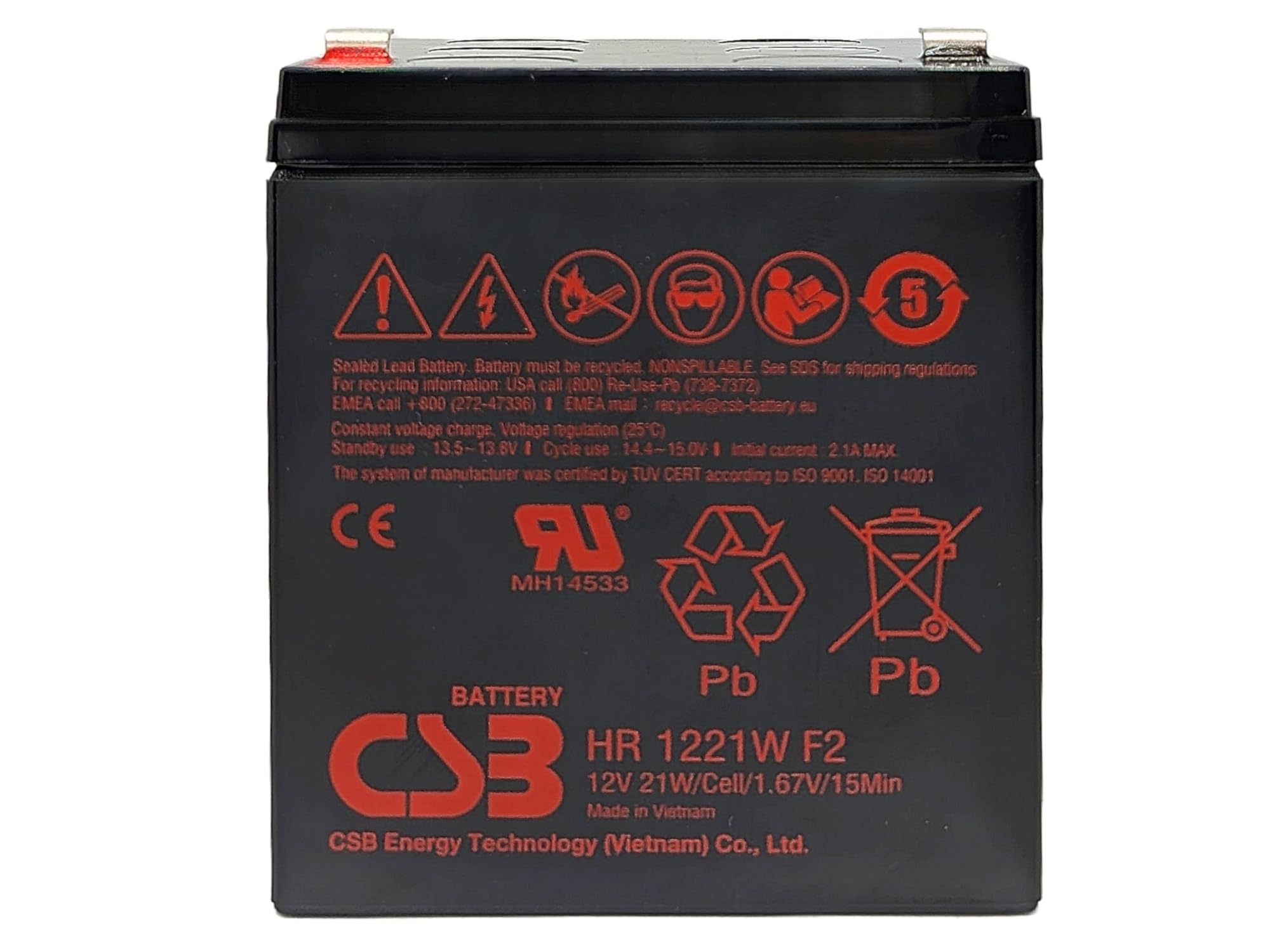 CSB HR1221W Sealed Lead Acid (VRLA) 12V batterie rechargeable - Batteries rechargeables (21 Wh, Sealed Lead Acid (VRLA), 12 V, Noir)
