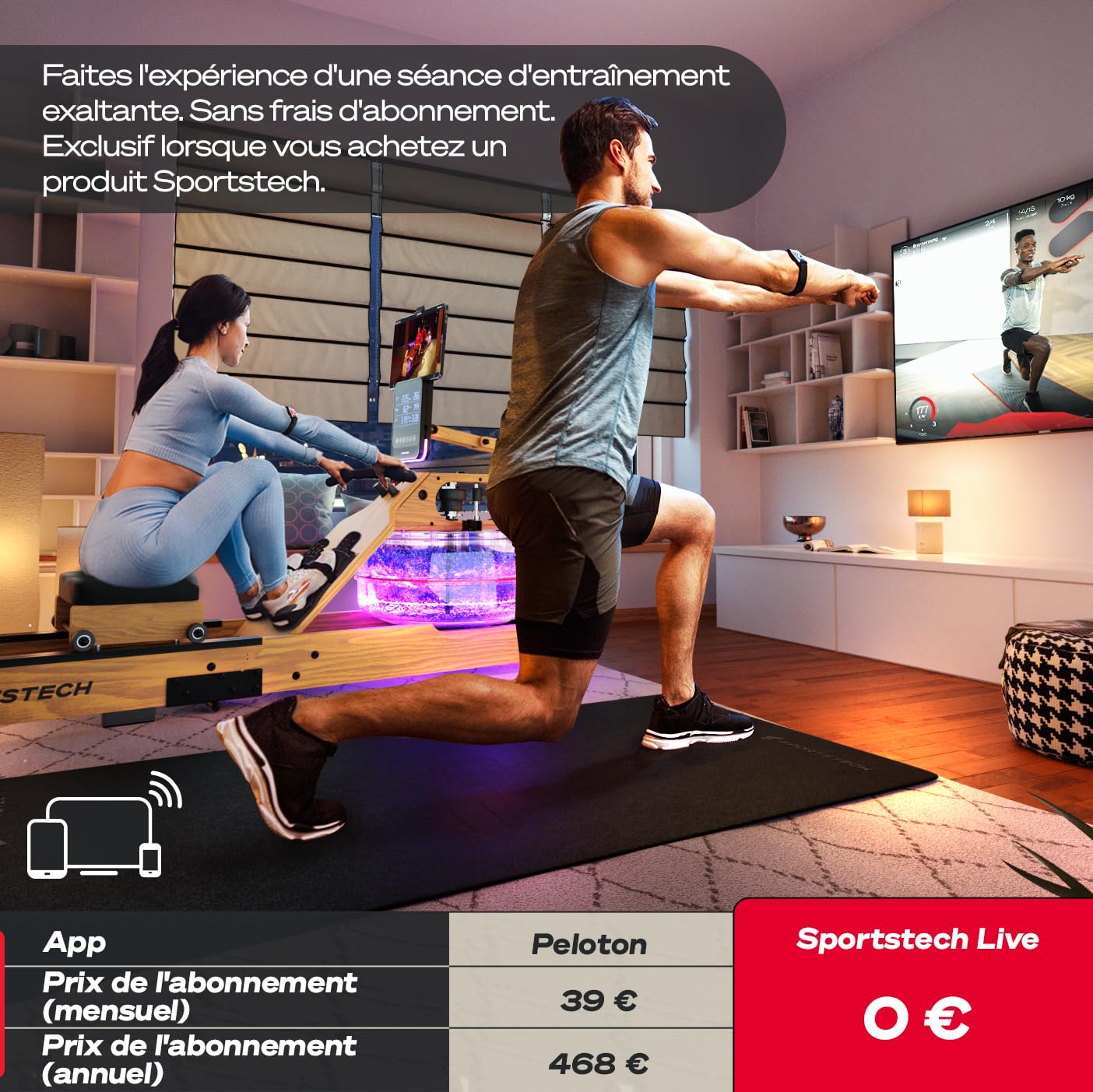 Sportstech Cardiofréquencemètre sPulse avec Bracelet Bluetooth et capteur LED | Smart HRM Cardiofréquencemètre sans Sangle de Poitrine Fitness Podomètre Sense Run
