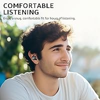 Vista 5 de TOZO Auriculares inalámbricos con micrófono integrado, llamadas claras, ergonómicos, ligeros, Bluetooth de 5.3 pulgadas, impermeables, sonido