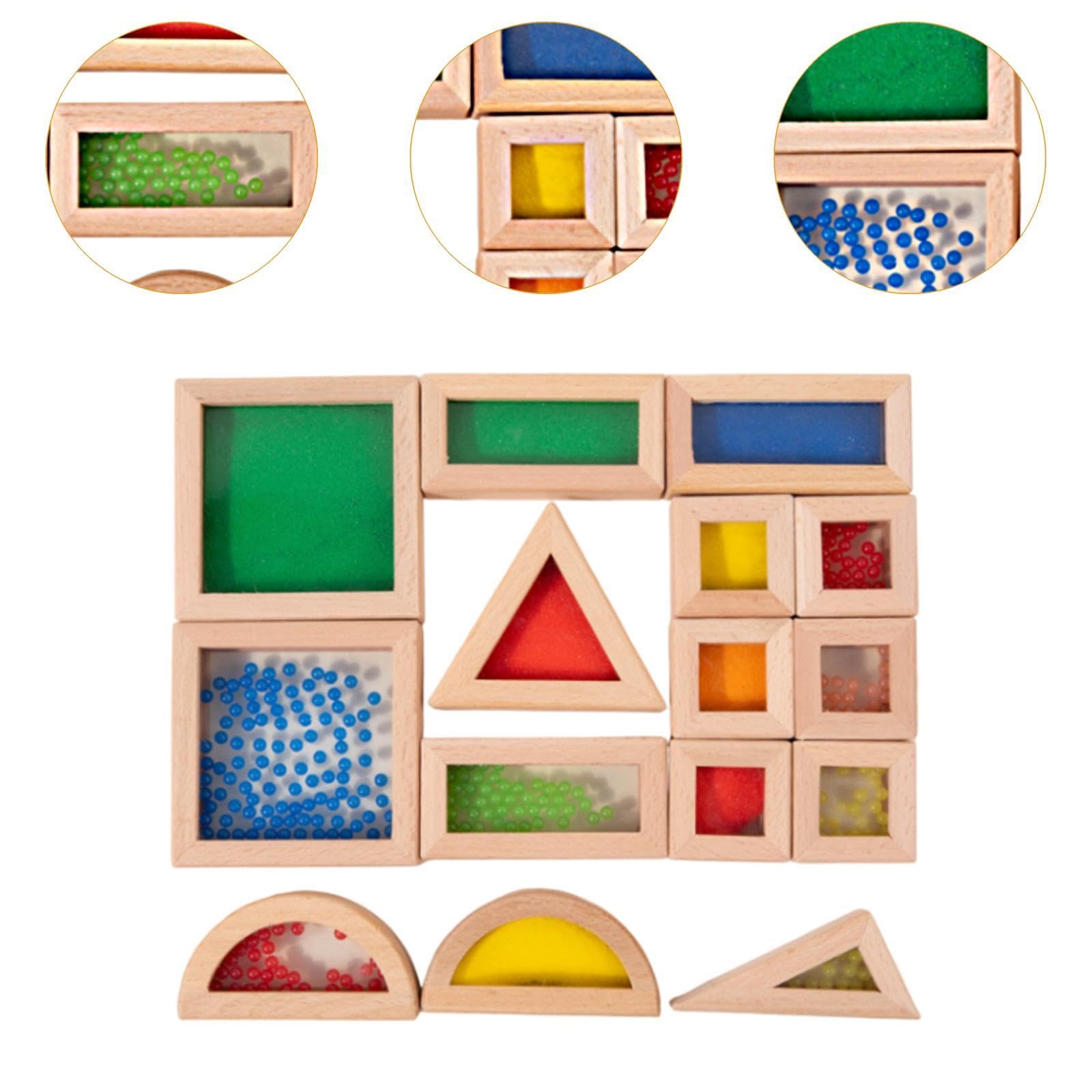 Qianly Blocchi Da Costruzione in Legno, Blocchi Geometrici, Set di Blocchi Impilabili per Lo Sviluppo Della Motricità Fine, Giocattoli Da Costruzione, 15 Pezzi, Taglia unica bambino