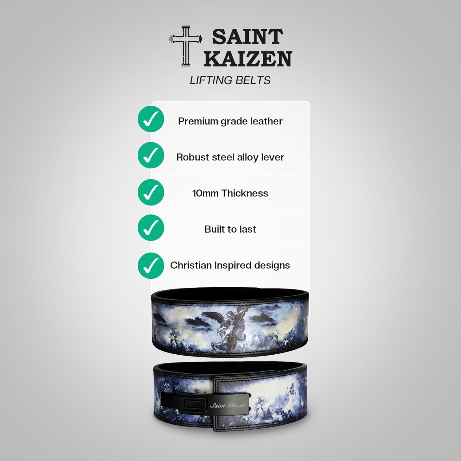 Archangel Michael Lever Weight Lifting Belt – Faith-Inspired Bible Verse Design - Image 6