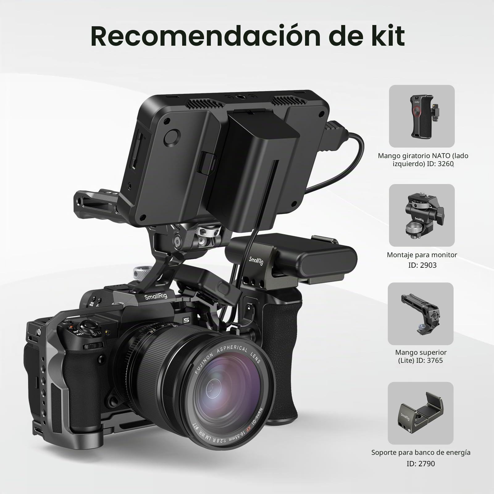 SMALLRIG X-H2 / X-H2S Camera Full Cage para FUJIFILM X-H2 / X-H2S, Equipo de Cámara para Hacer Videos de Aleación de Aluminio con Rails NATO, Placa de Liberación Rápida para Arca - 3934B