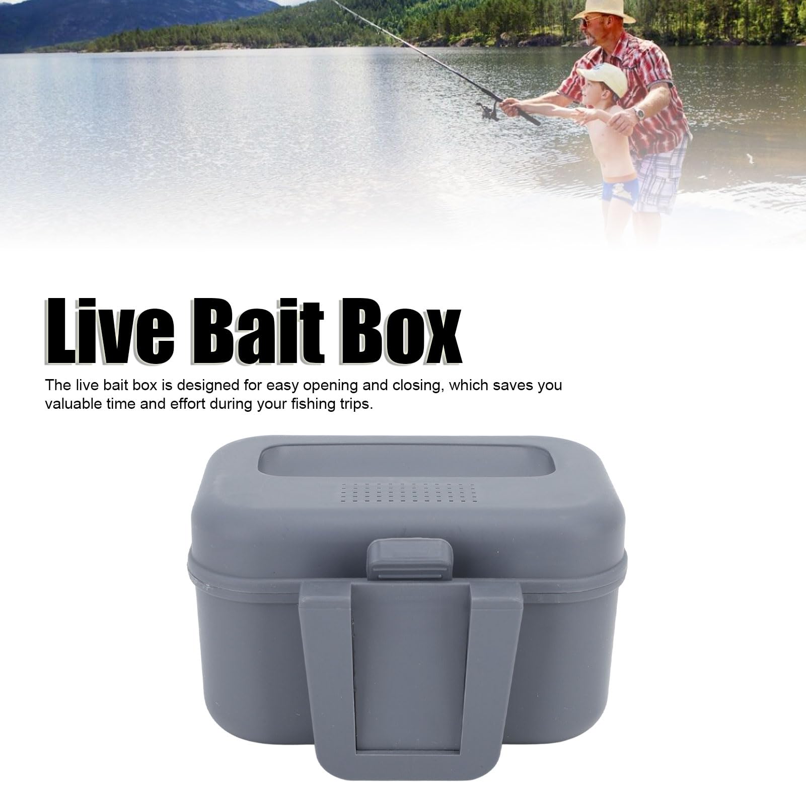 Asixxsix Live Bait Cooler Box, Fishing Bait Station Bait Holder, Waterproof, Dustproof, Heat Resistant, and Wearproof Fishing Lure Box for Shrimps, Fishing Lure Maggot (M)