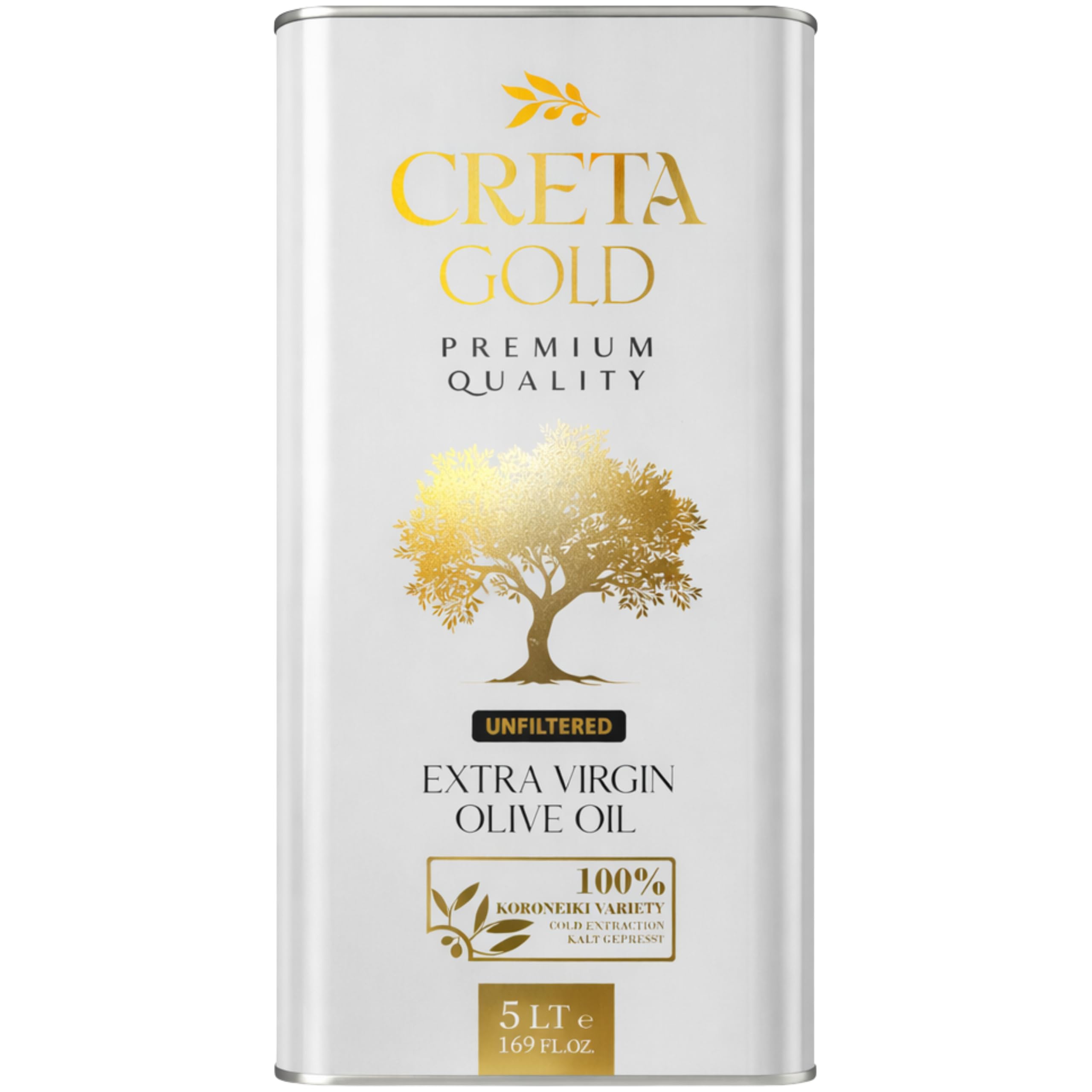 Olivenöl Kreta Kanister 5 Liter | Extra Virgin Olive Oil - Griechisches Olivenöl Kaltgepresst - 100% Koroneiki Oliven - Ungefiltert & Naturtrüb - Ohne Zusätze