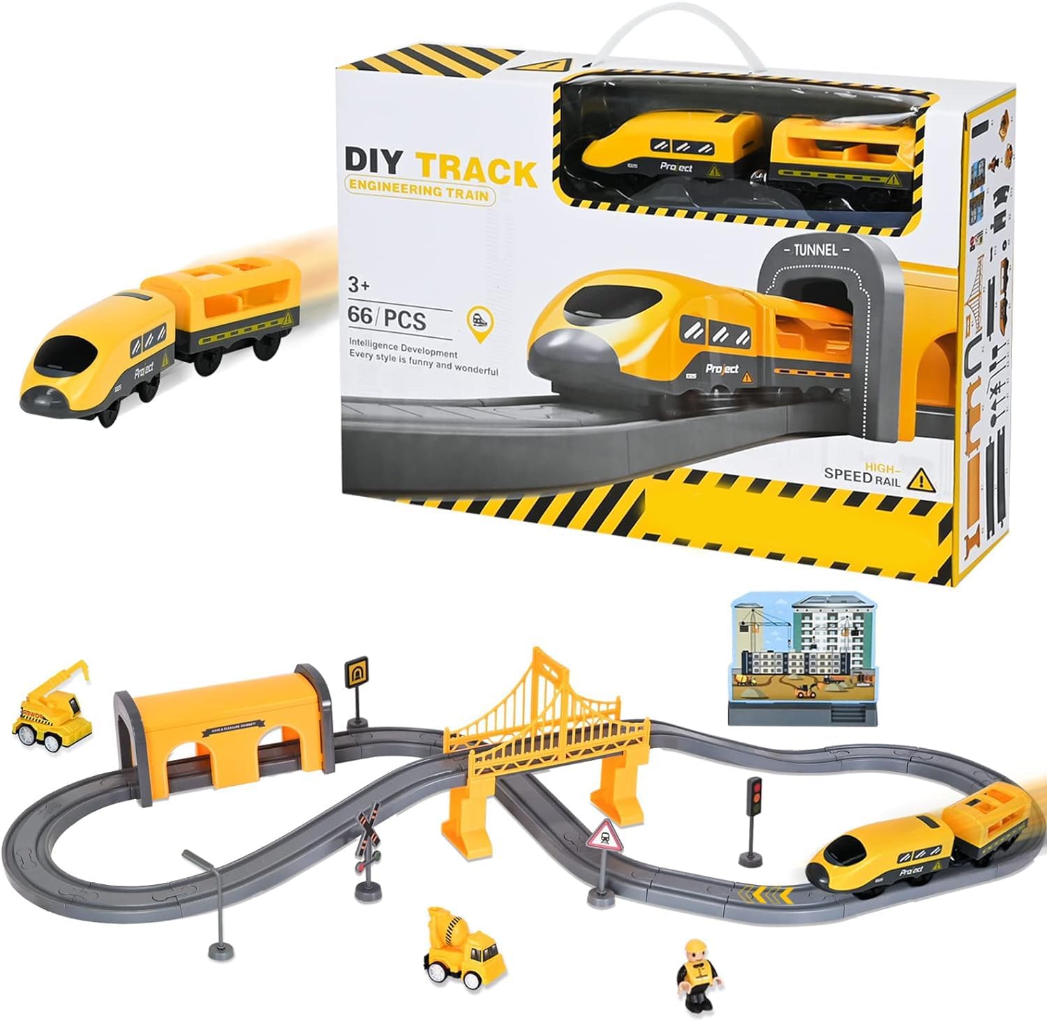 Azonee Electric Train Sets, Train Tracks Toy, 66Pcs DIY Assembly Track Train Parent-Child Interaction Toy, Railway Educational Toys, Train Tracks Toy Sets, Flexible Railway Train Tracks Toys for Kids