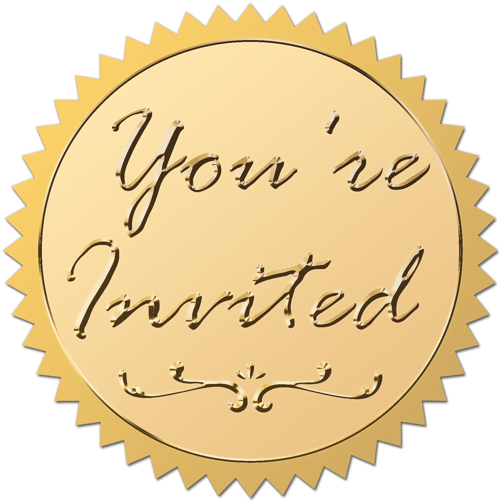 CRASPIRE 2" You're Invited Gold Seal Stickers Self Adhesive Round Embossing Envelopes Invitation Sticker 100Pcs Certificate Awards Seals for Wedding Birthday Greeting Card Making DIY Crafts Decor โ image 1