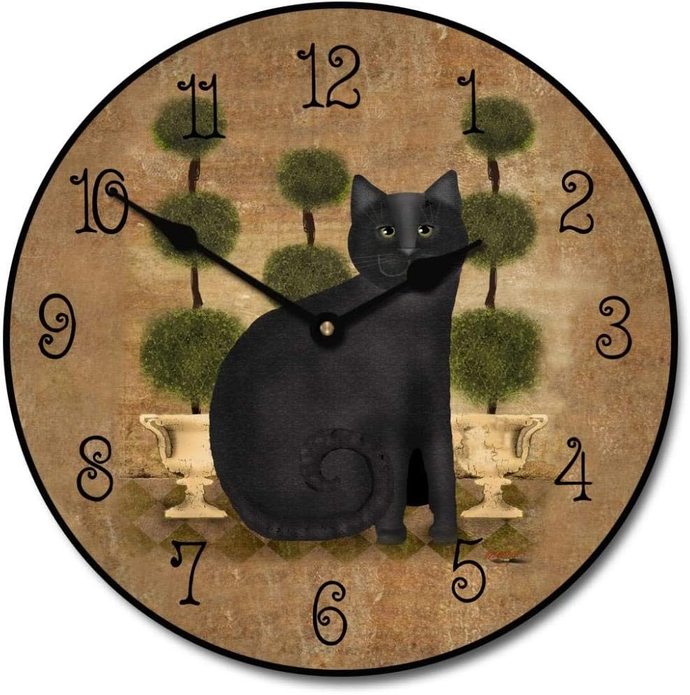 Cat Wall Clock | Ultra Quiet Quartz Mechanism | Hand Made in USA Beautiful Crisp Lasting Color | Comes in 8 Sizes | 15-Inch