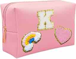 【L'Appartement Bonjour Pouch】 Amazon.com: Personalized Inital Preppy Makeup Bag Set with
