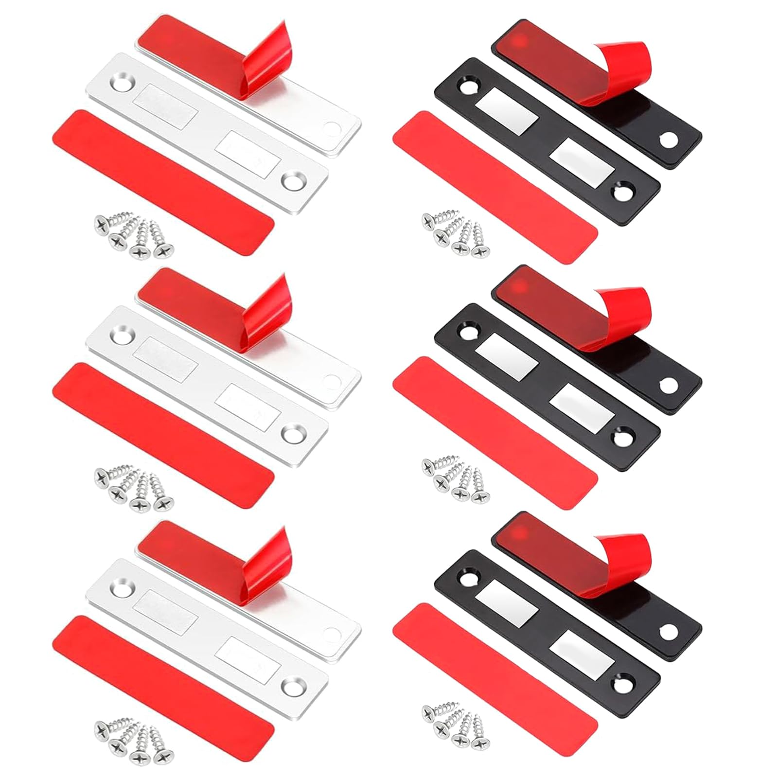 6pcs Steel Double Cabinet Latches Not Tool Need Door Catches for Drawers Closet Door Rustproof Steel Cabinet Block