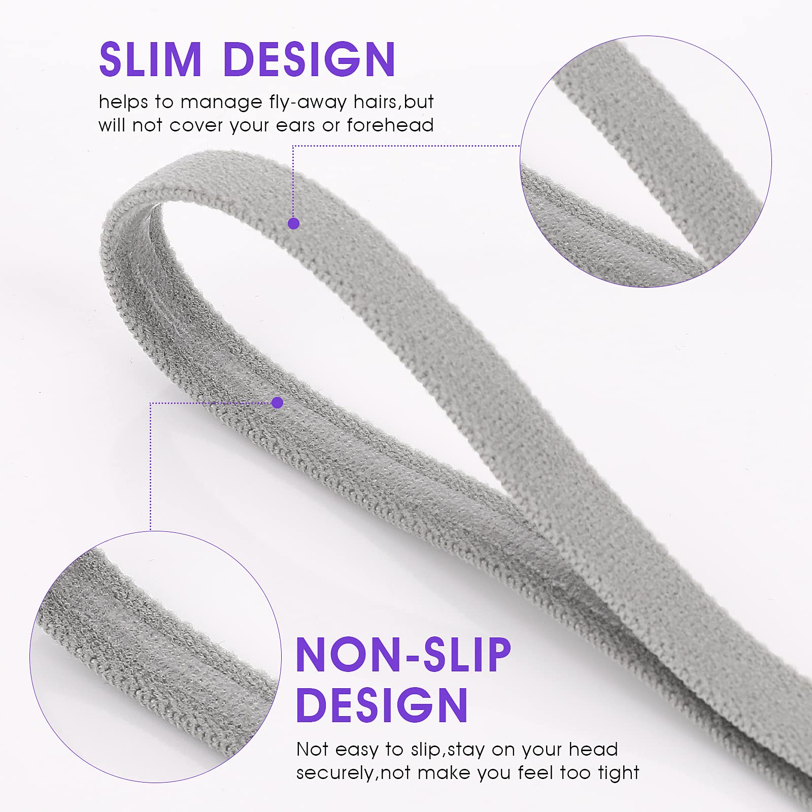 4 pezzi Fasce per la testa da sport antiscivolo in silicone per uomo e