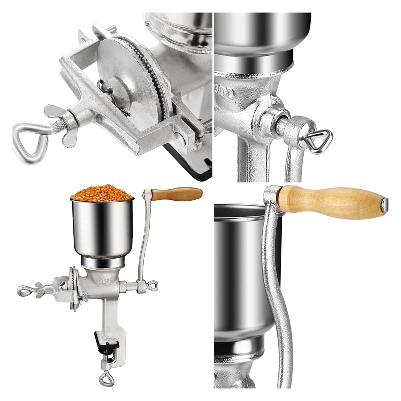 Broyeur À Grains Manuel, Broyeur Électrique, Machine À Poudre En Acier Inoxydable Avec Grande Trémie, Épices, Céréales, Assaisonnements, Grains De Café