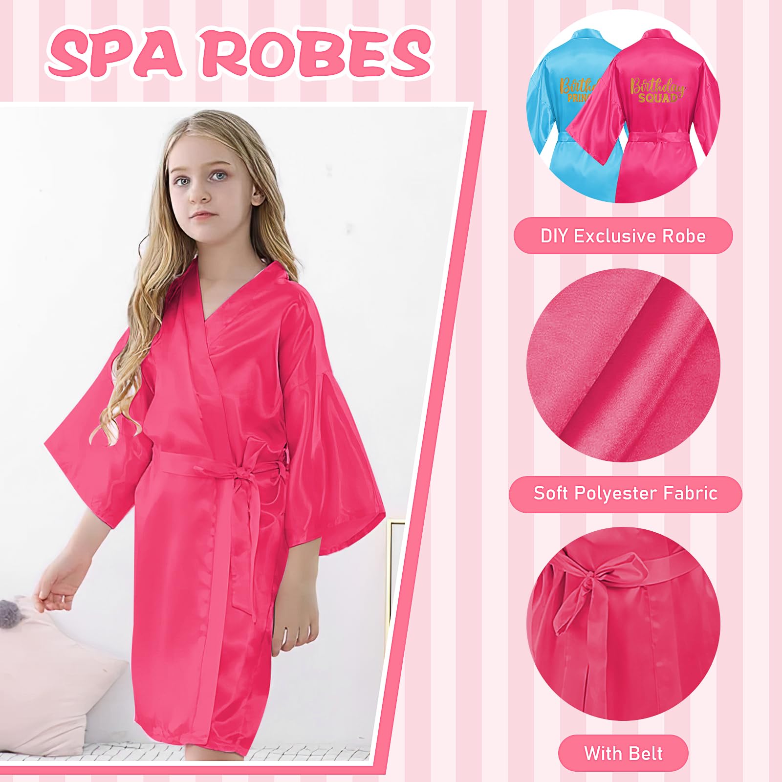 MSYU 7 pezzi di compleanno Squad Robe Spa Party Forniture Compleanno Principessa Robe Unicorno Slumber Pigiama per ragazze