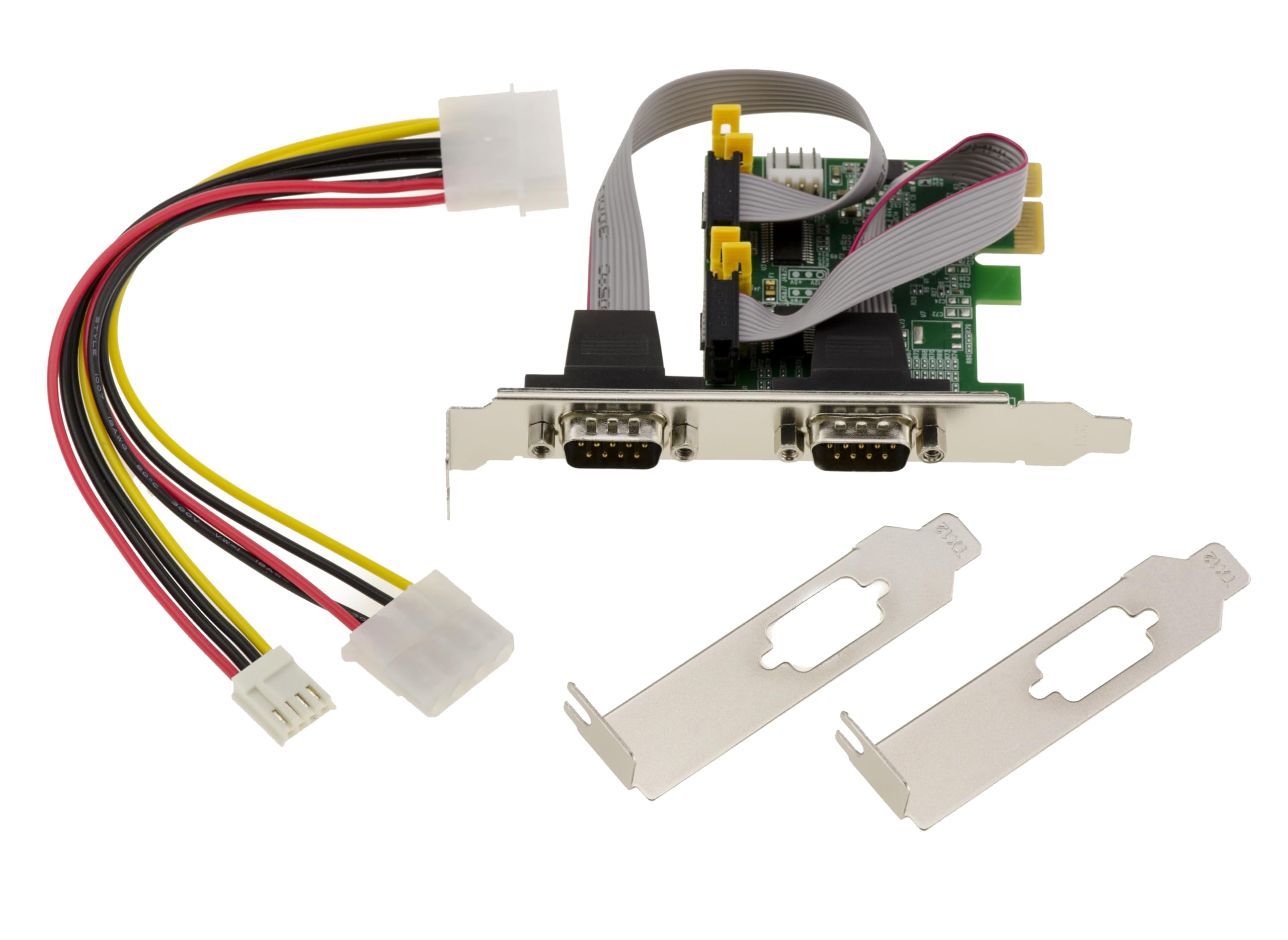 KALEA-INFORMATIQUE Tarjeta controladora PCIe Serial RS232 de 2 Puertos, con chipset POS Power on Serial 5V o 12V ASIX 99100, Soportes de Perfil bajo y Alto