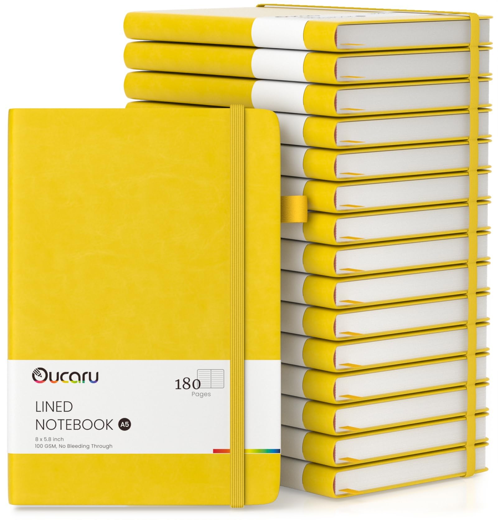 Oucaru Lined Journal Notebook, 16 Pack, 180 Pages, A5 Journals for Writing, 100 GSM Thick Paper, Small Notebooks Daily Journal for Women Men Work, Business, School, Travel Supplies