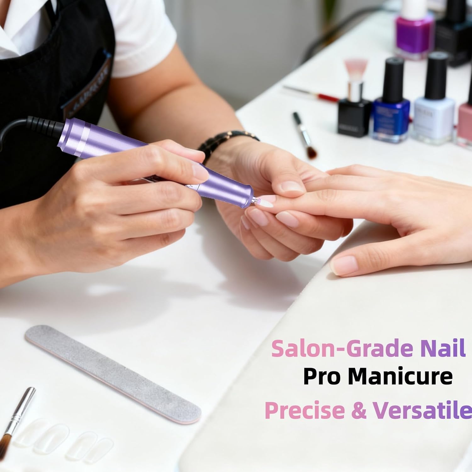 Electric Nail Drill 40000RPM with LCD Display - Professional Nail File Kit E File Machine for Acrylic Gel Nails, Low Noise & Vibration for Salon and Home Use