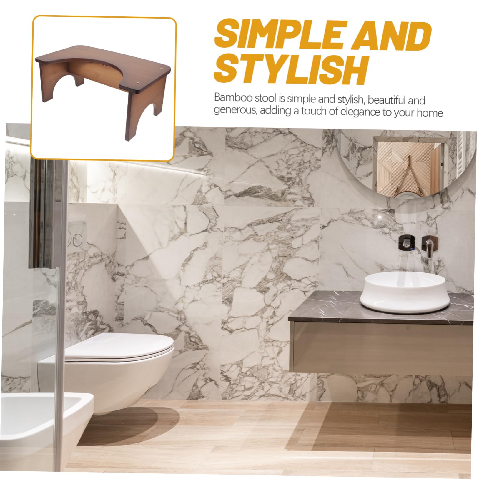 Sgabello Bagno in Bambù per Toilette, Pedana Robusta Domestica | Design Semplice ed Elegante, Uso Multi-funzione, Comodo Supporto per Postura Durante L’uso Quotidiano