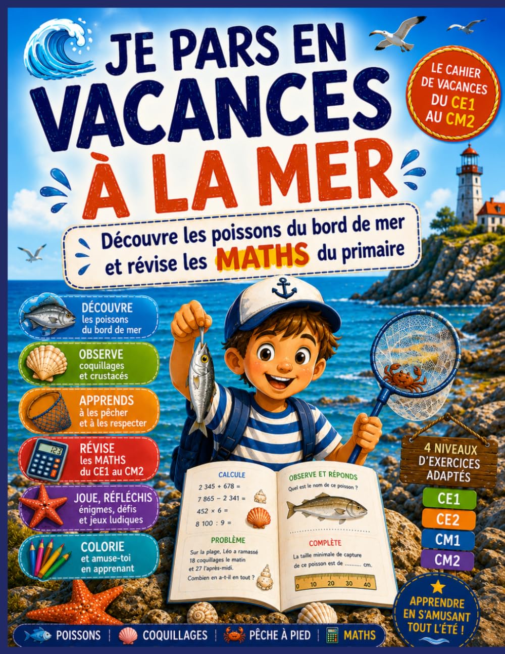JE PARS EN VACANCES À LA MER: Découvre les poissons du bord de mer et révise les MATHS du primaire