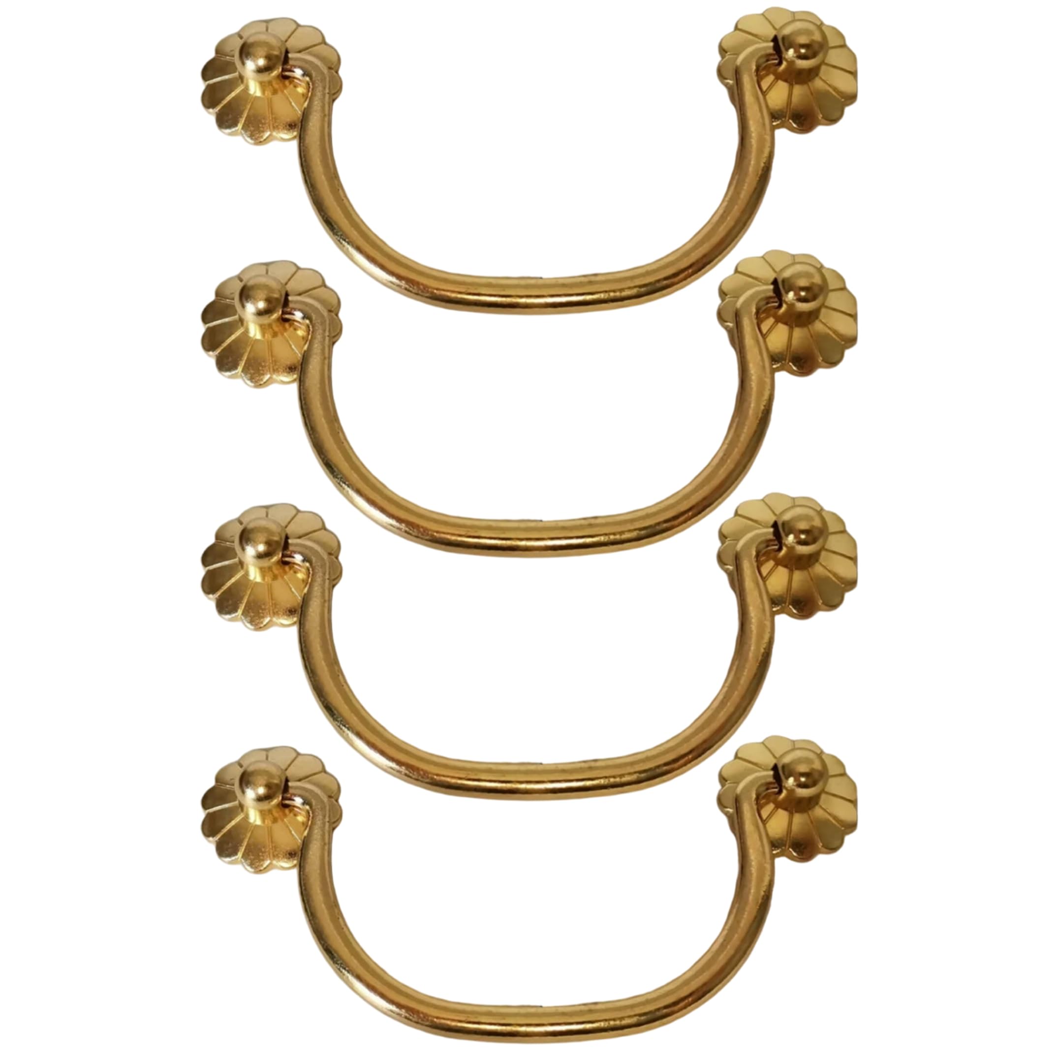 Ginwrek Golden Antique Drawer Pulls, 4Pcs Vintage Gold Dresser Pulls Zinc Alloy Drawer Handles With Lotus Base, 4.53 X 1.97 Inch