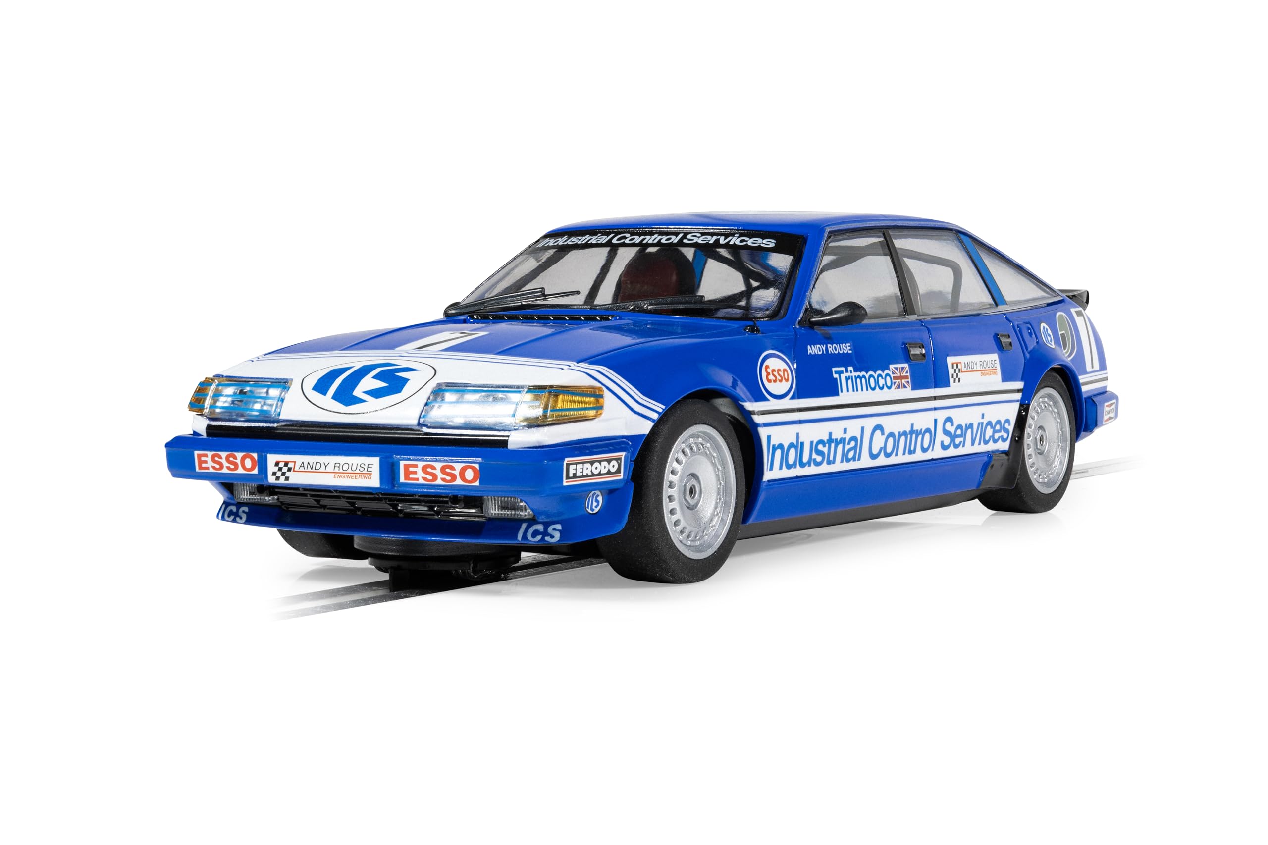 Scalextric C4634 Rover SD1 - BTCC 1984 - Andy Rouse Cars - Touring Cars Slot Car Racing, Blue, 1870 cubic centimeters