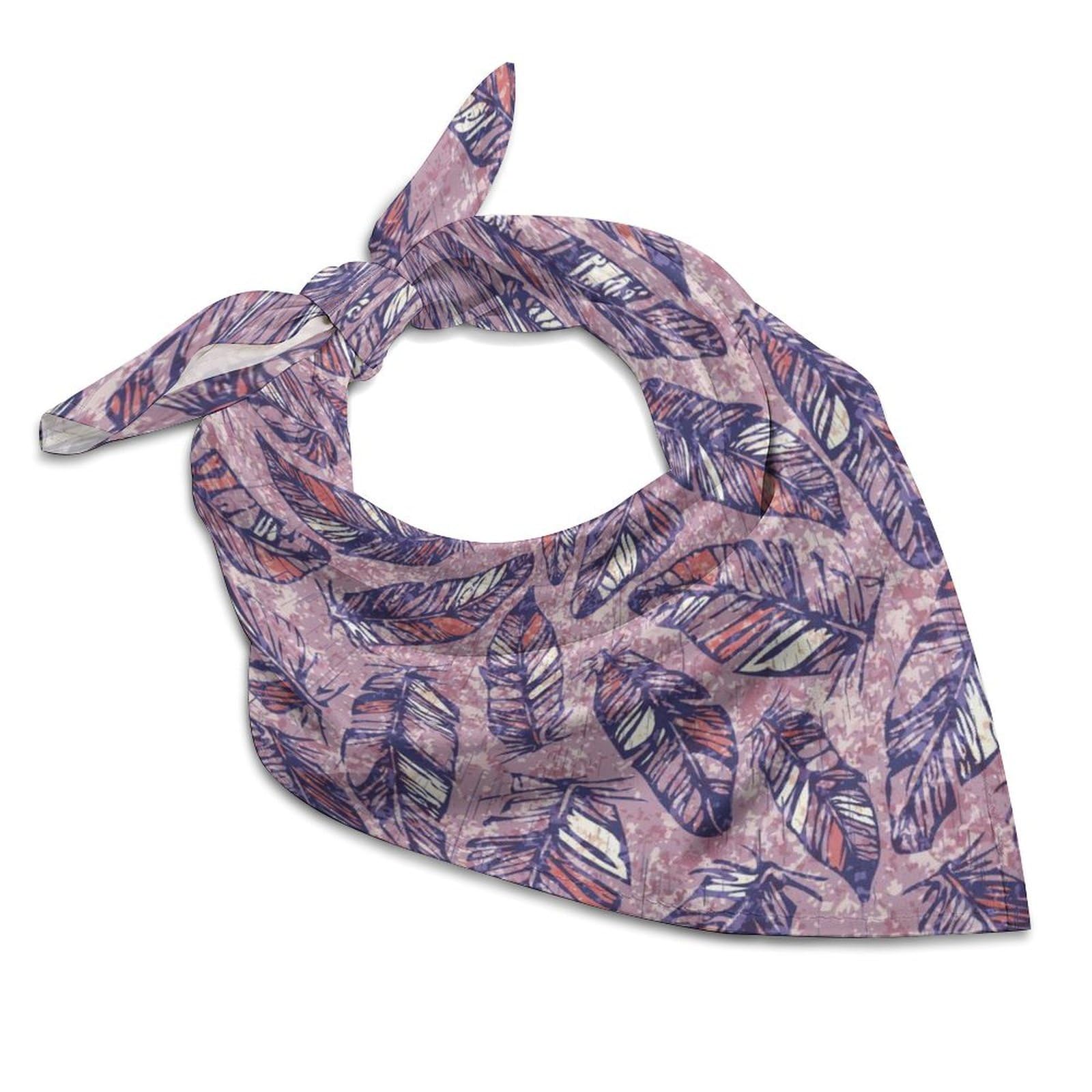 Csemeie Feathers Pattern Bandana Hair Scarf Headband Adjustable Neckerchief for Men Women Decor